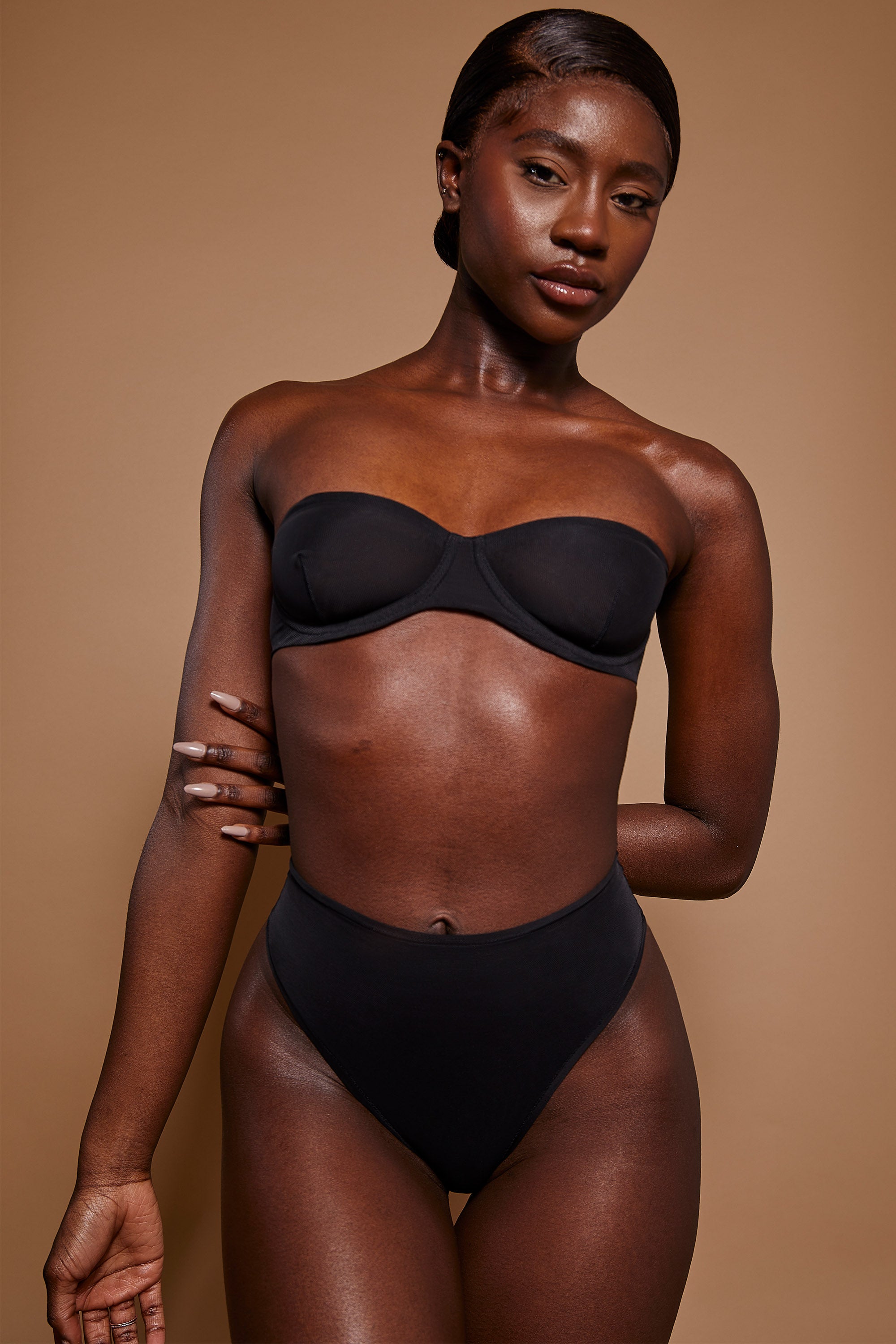 Intimates Soft Mesh Strapless Bra in Black - Image 5