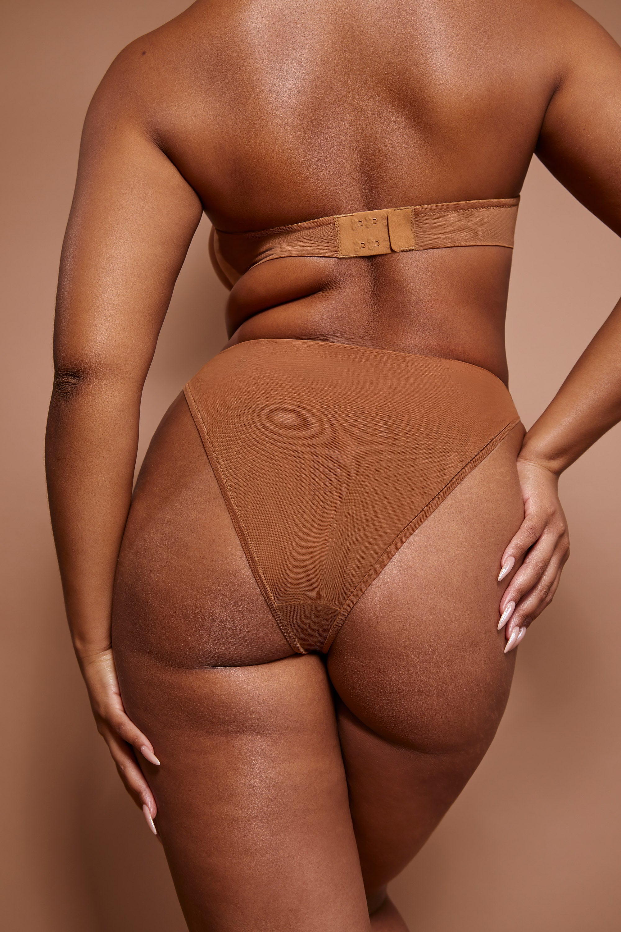 Intimates Soft Mesh High Waisted Knicker in Almond - Image 5
