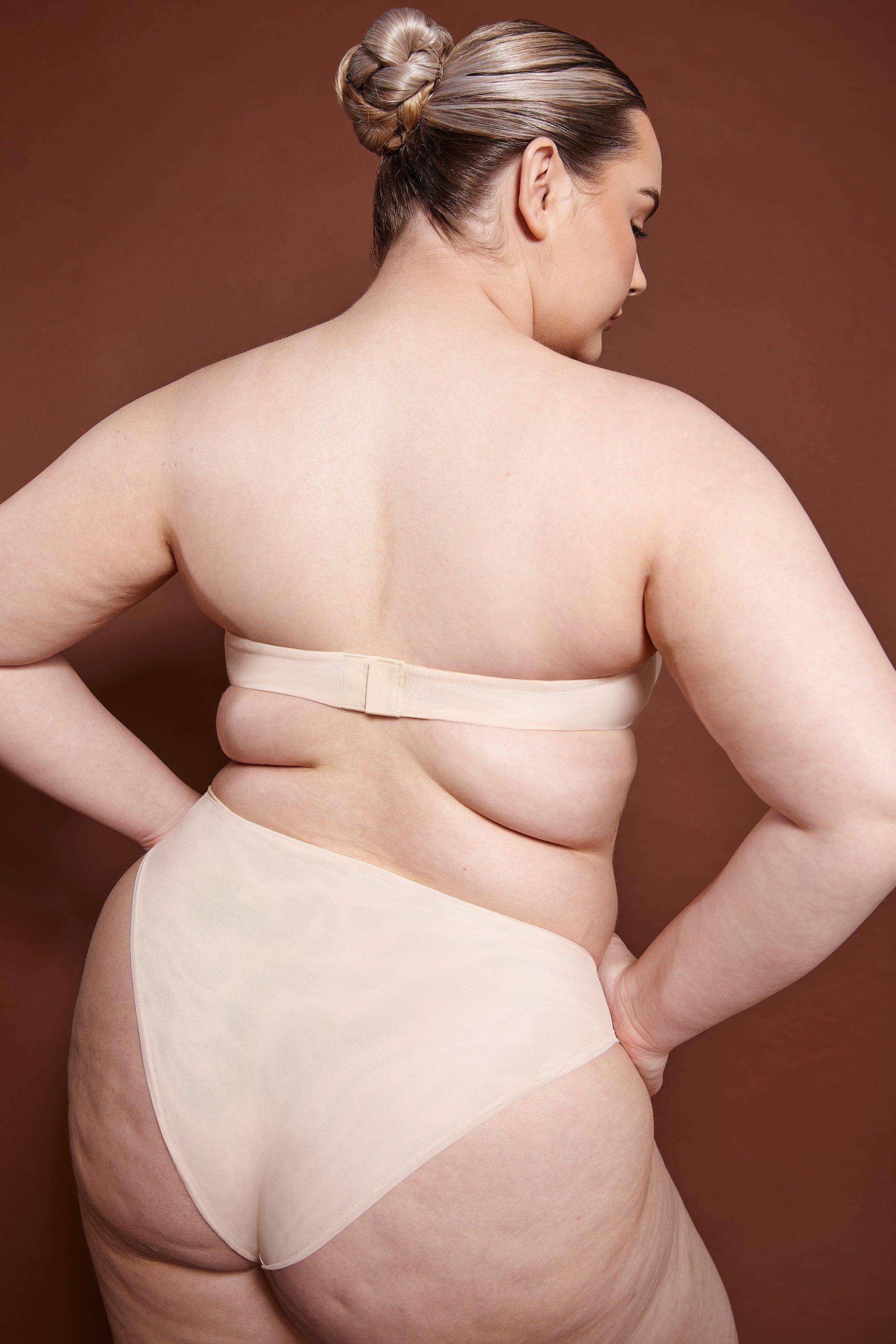 Intimates Soft Mesh High Waisted Knicker in Beige - Image 5