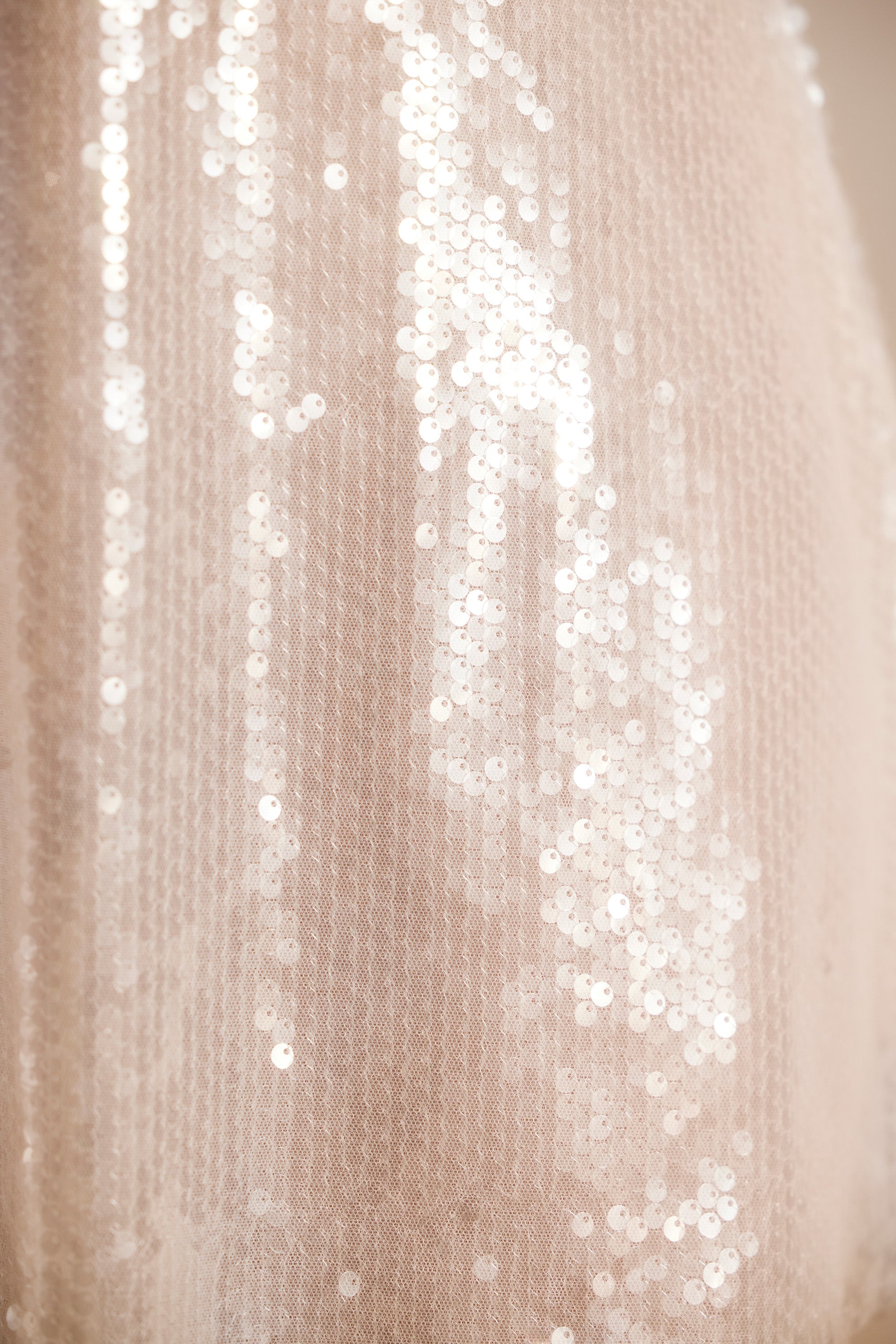 Marlena Sequin V-Neck Cut Out Back Evening Gown in White - Image 4