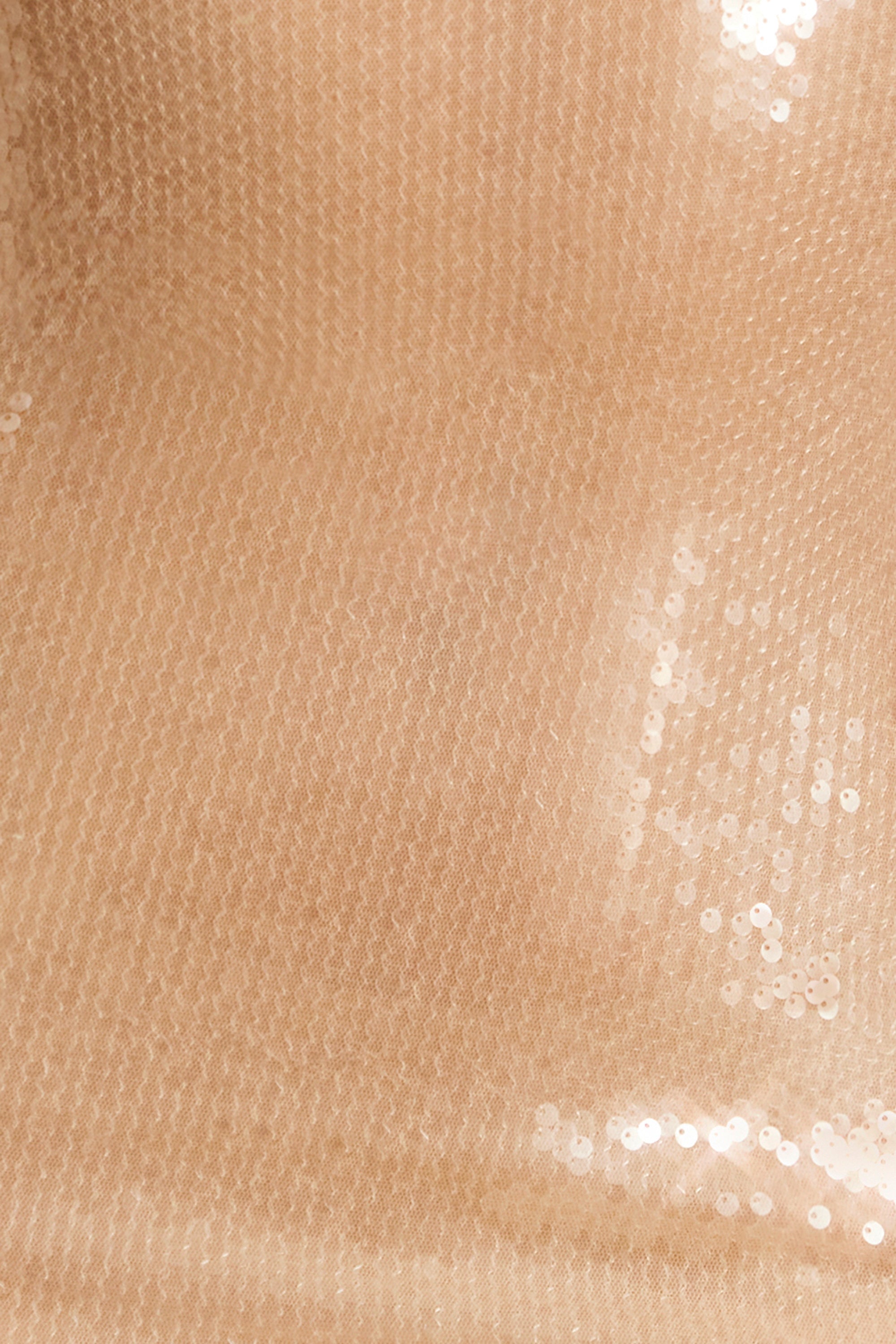 Orion Sequin Asymmetric Cut Out Mini Dress in Tan - Image 8