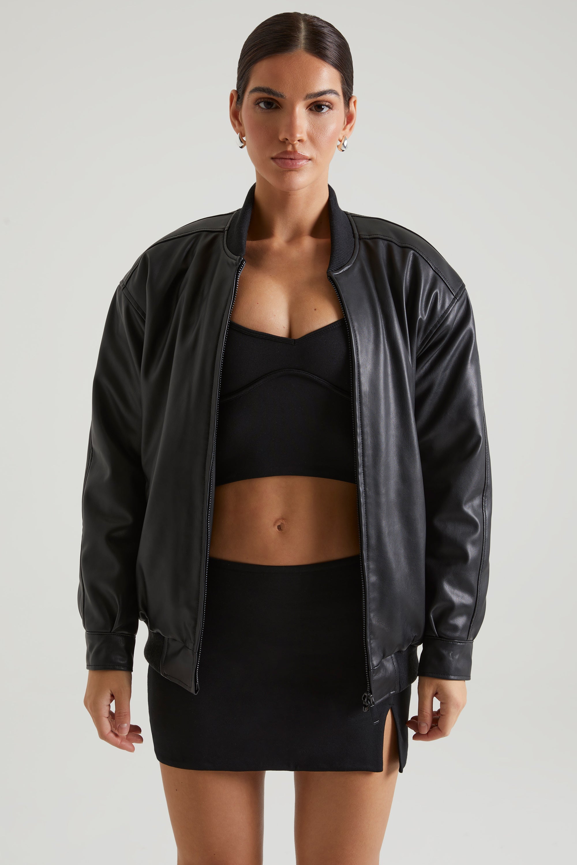 Maple Faux Leather Jacket in Black - Image 6