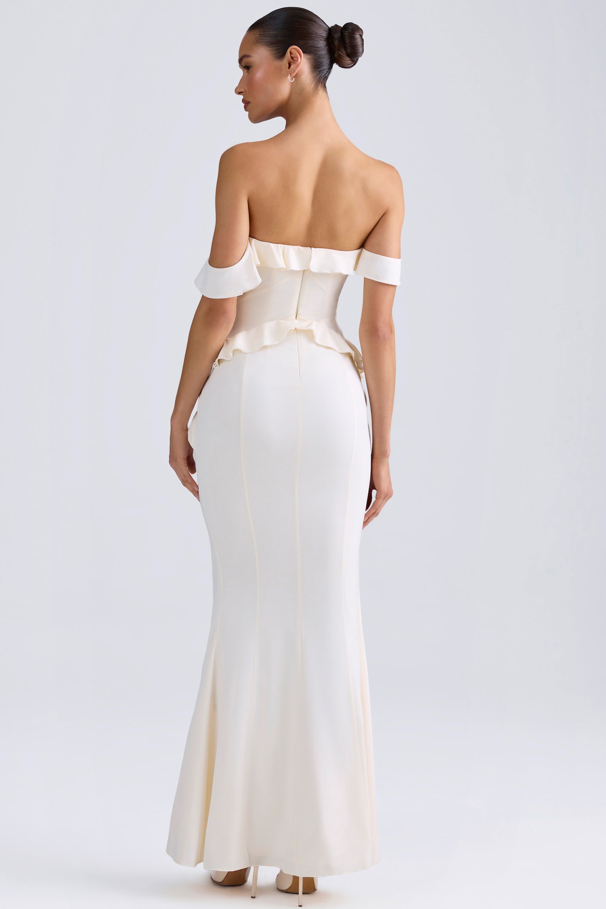 Hemera Off-Shoulder Ruffle-Trim Gown in Ivory - Image 2