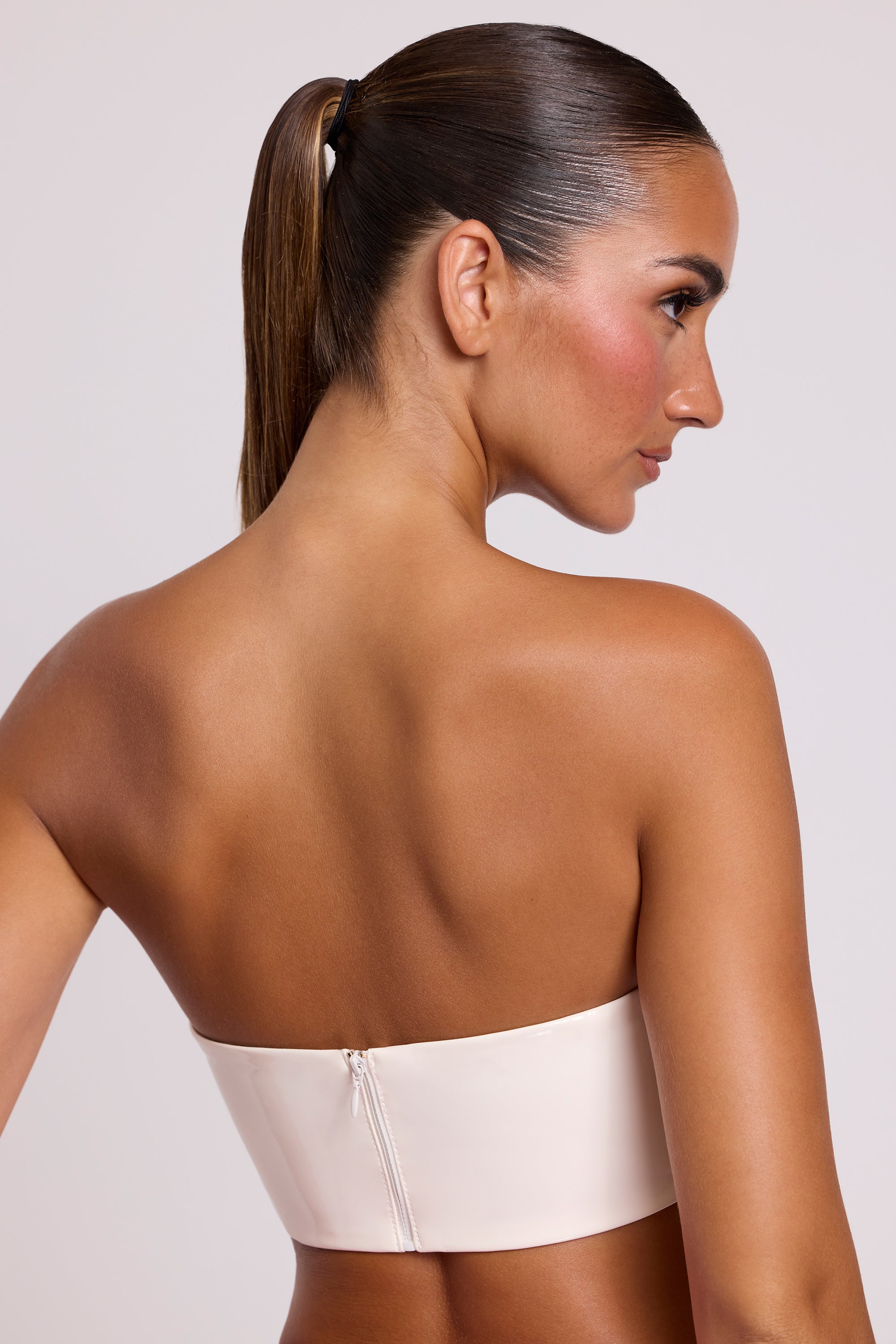 Jadis Vinyl Bandeau Bralette in White - Image 2