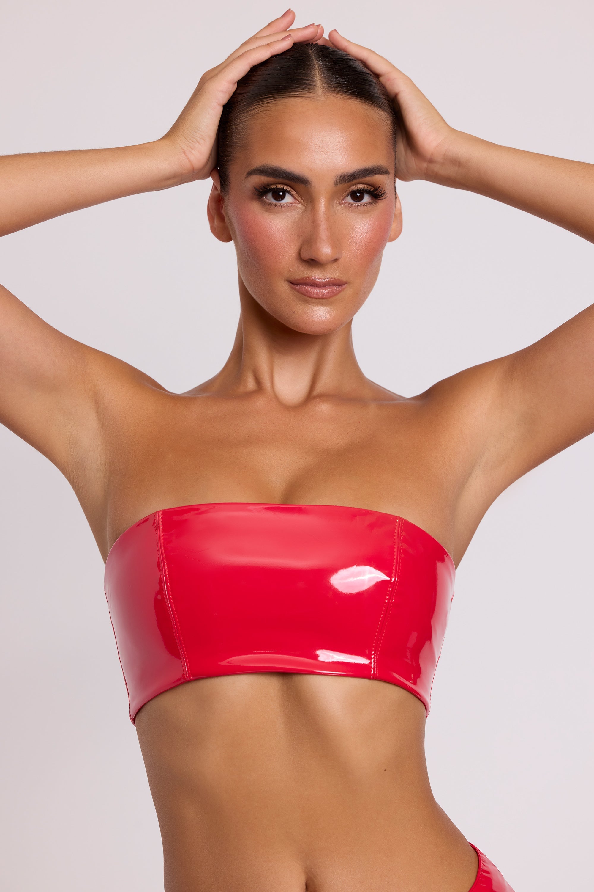 Jadis Vinyl Bandeau Bralette in Fire Red - Image 4