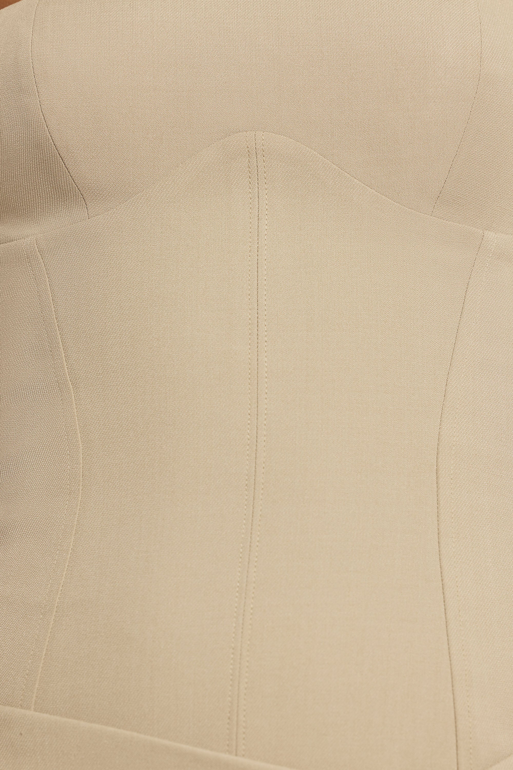 Bruna Woven Twill Wrap Over Pleated Mini Dress in Taupe - Image 8