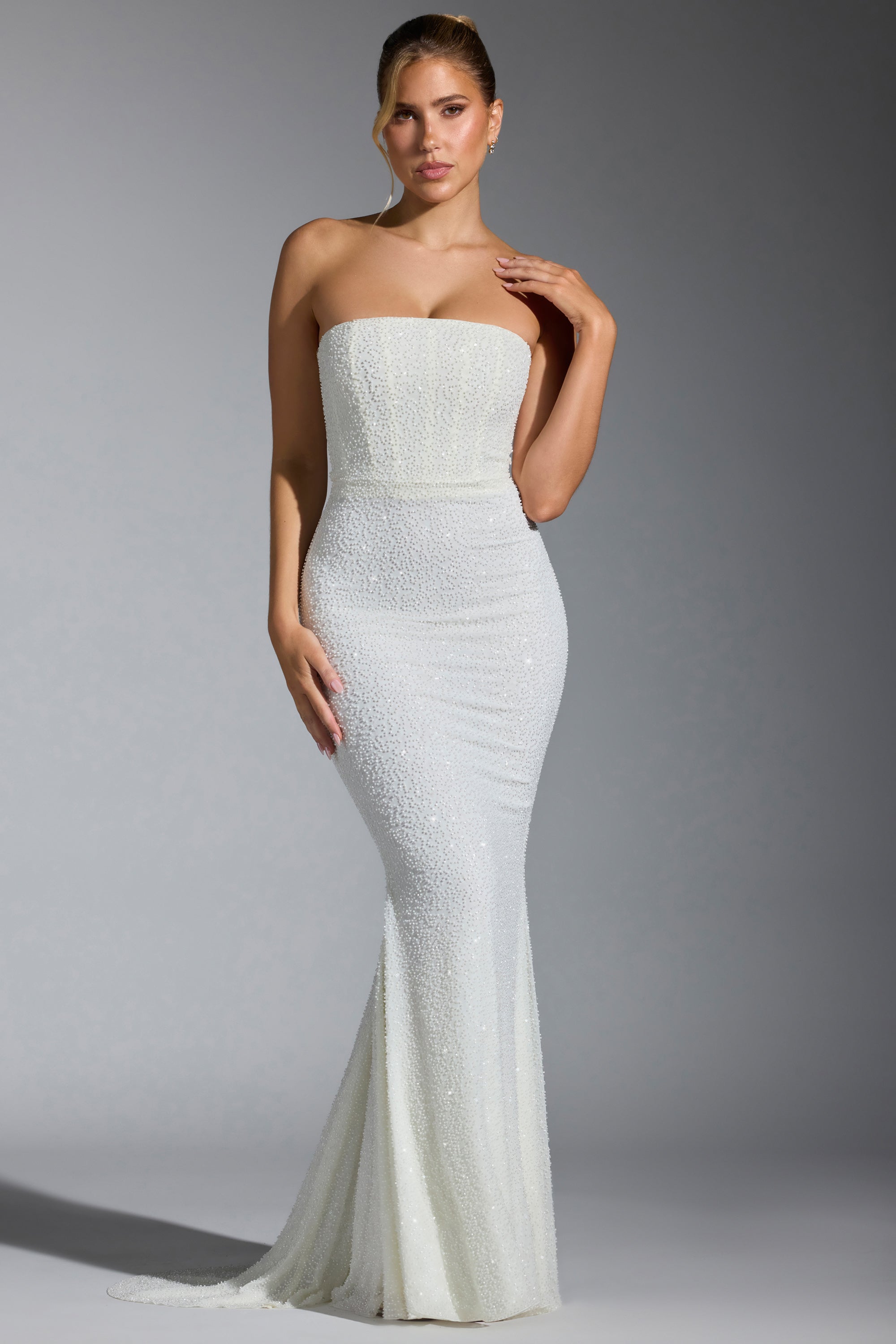Florentina Embellished Corset Gown in White