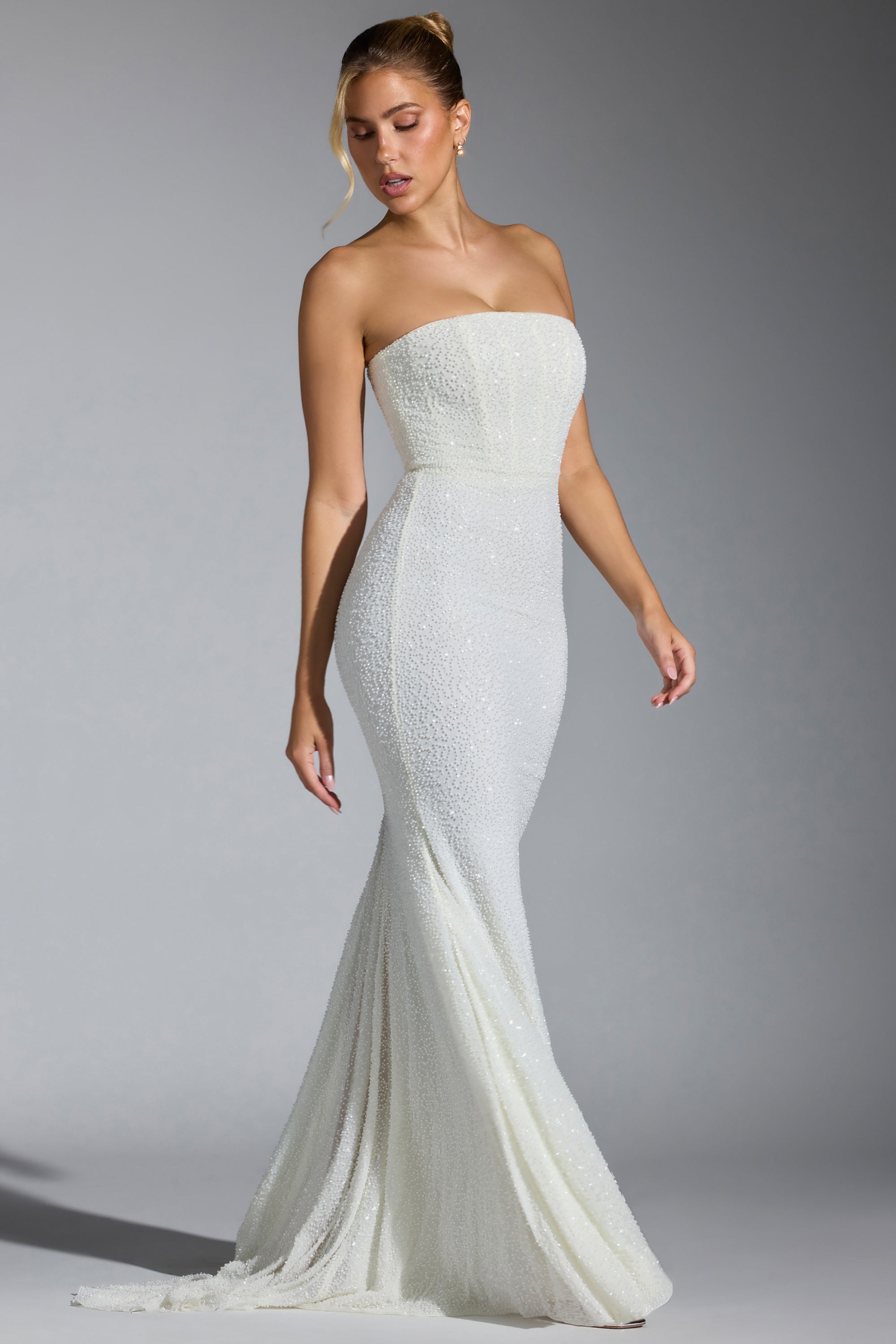 Florentina Embellished Corset Gown in White - Image 7