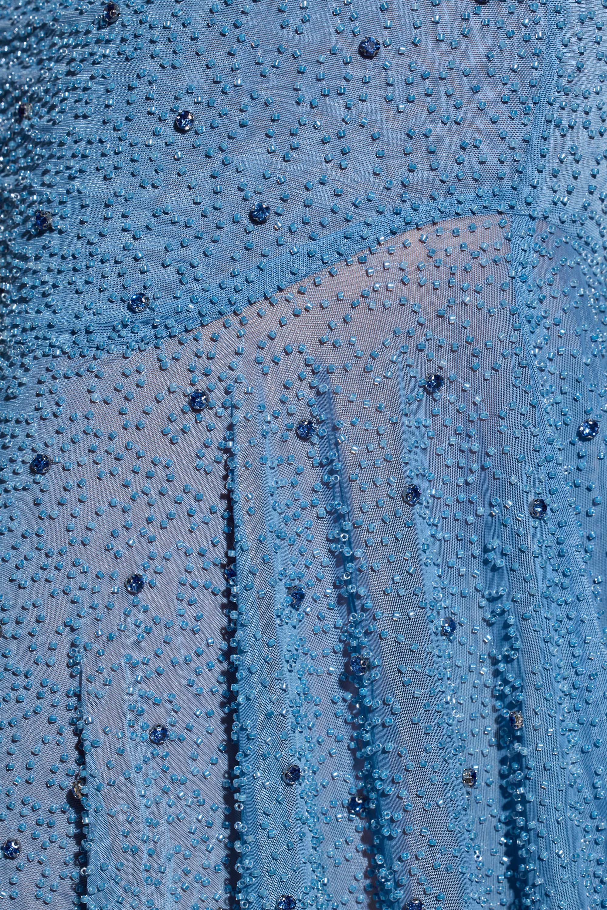 Soustans Embellished Handkerchief Hem Gown Skirt in Smokey Blue - Image 4