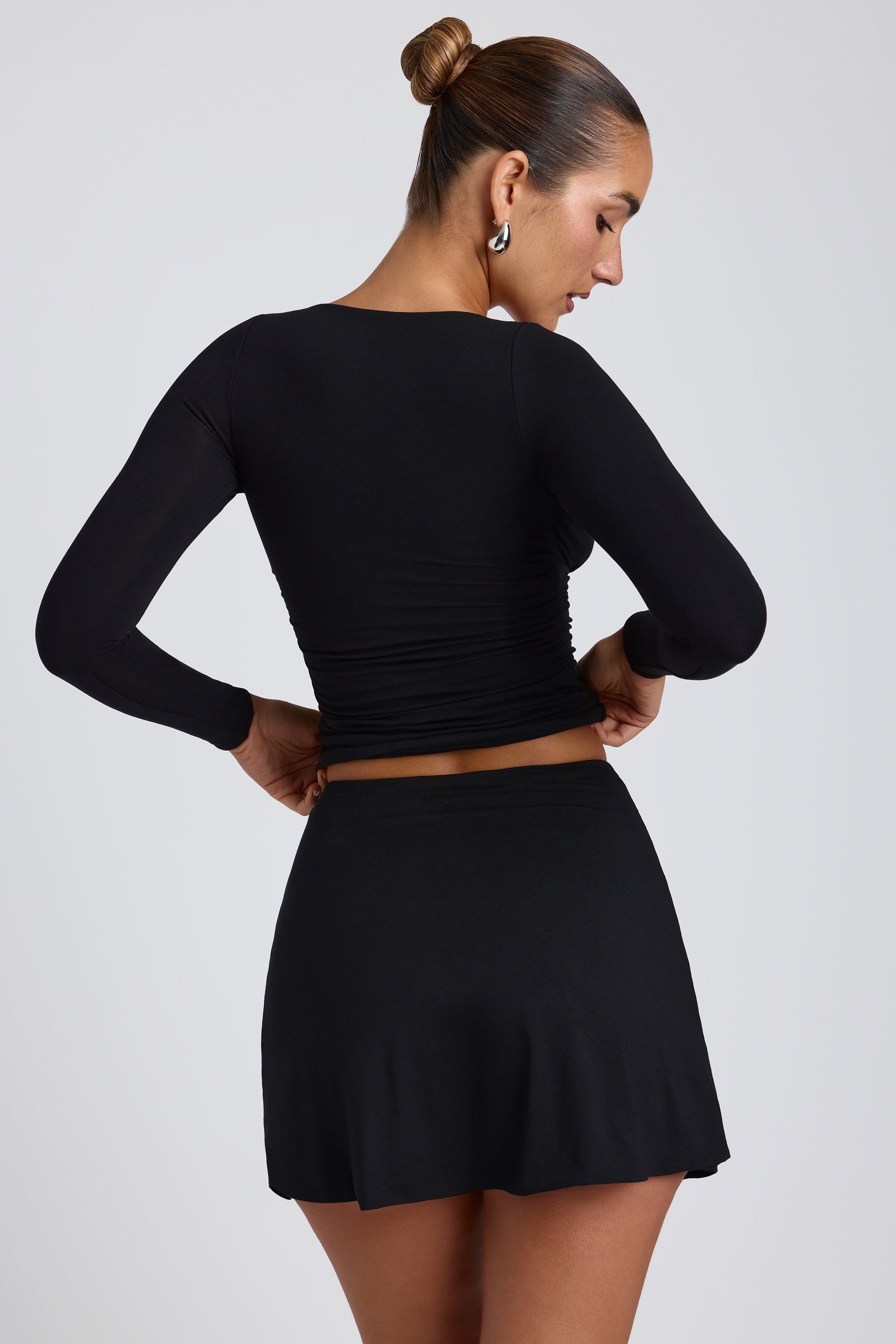 Solene Modal A-Line Mini Skort in Black - Image 2