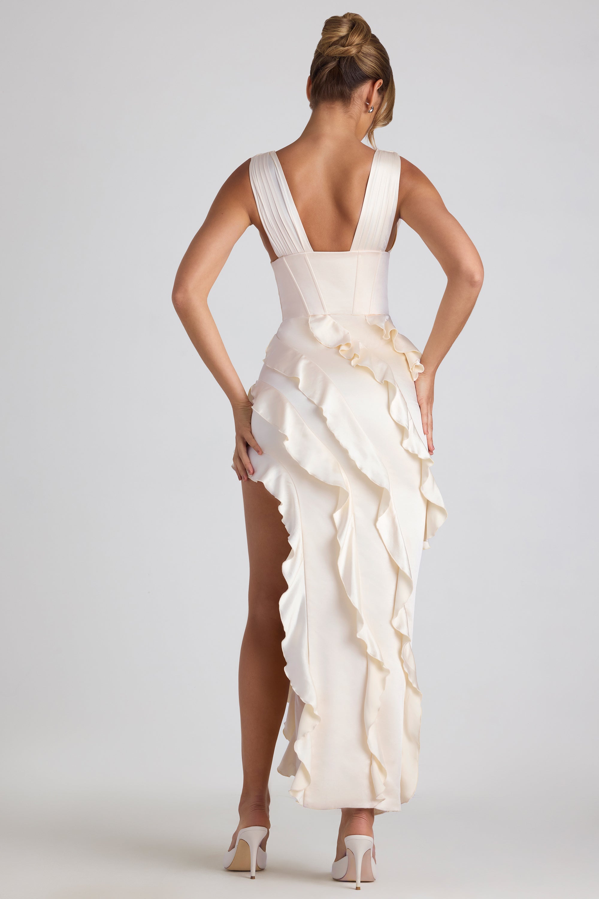 Ambrosia Ruffle-Trim Corset Maxi Dress in Ivory - Image 2