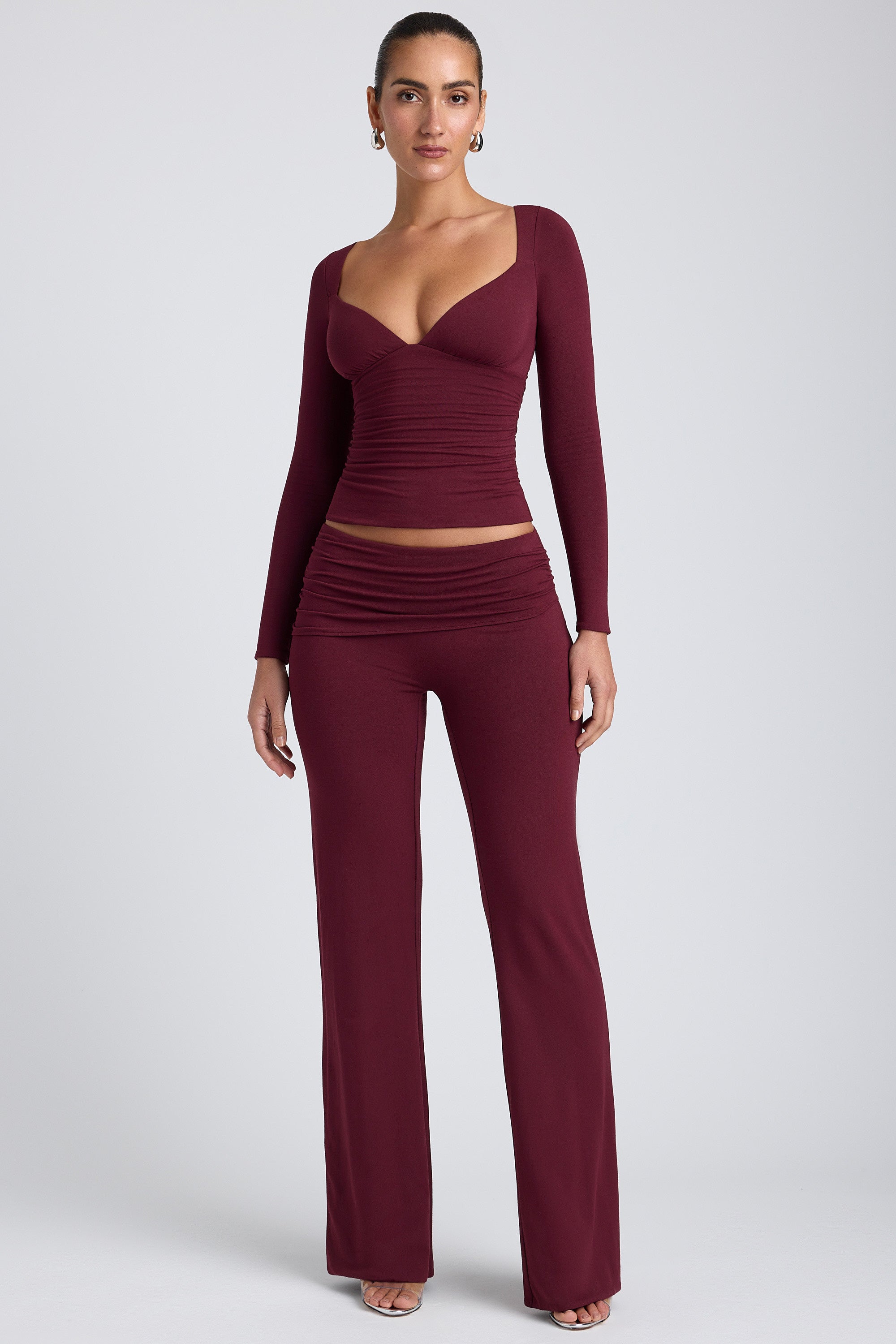 Emry Modal Ruched Long-Sleeve Top in Plum - Image 6