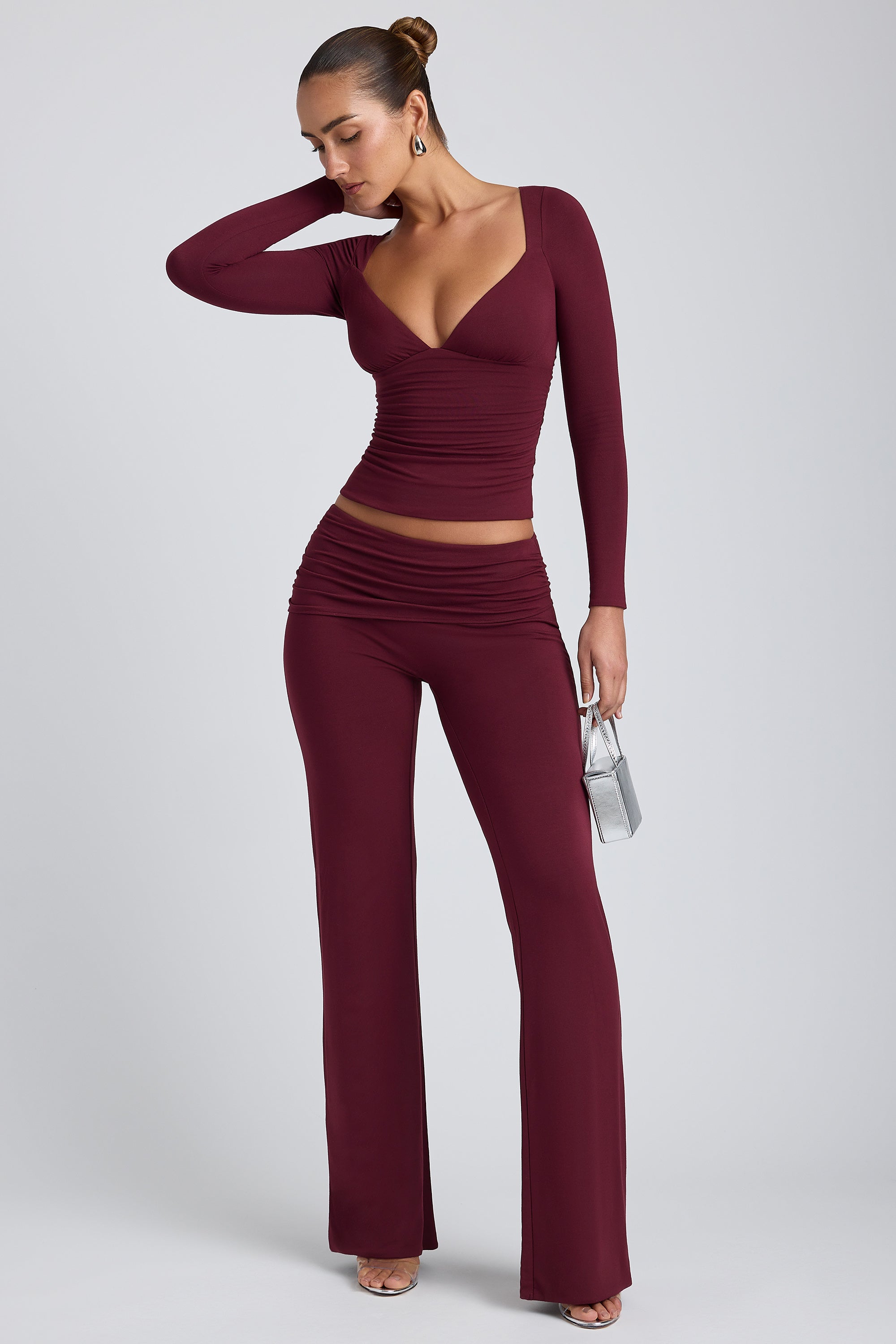 Emry Modal Ruched Long-Sleeve Top in Plum - Image 12