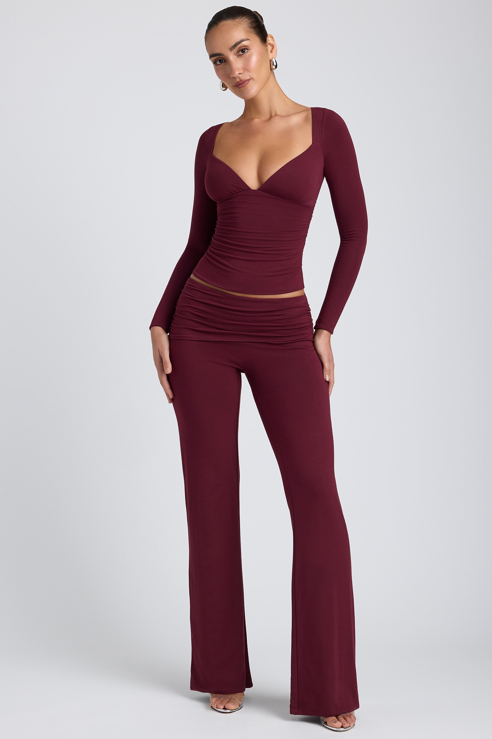 Emry Modal Ruched Long-Sleeve Top in Plum - Image 7