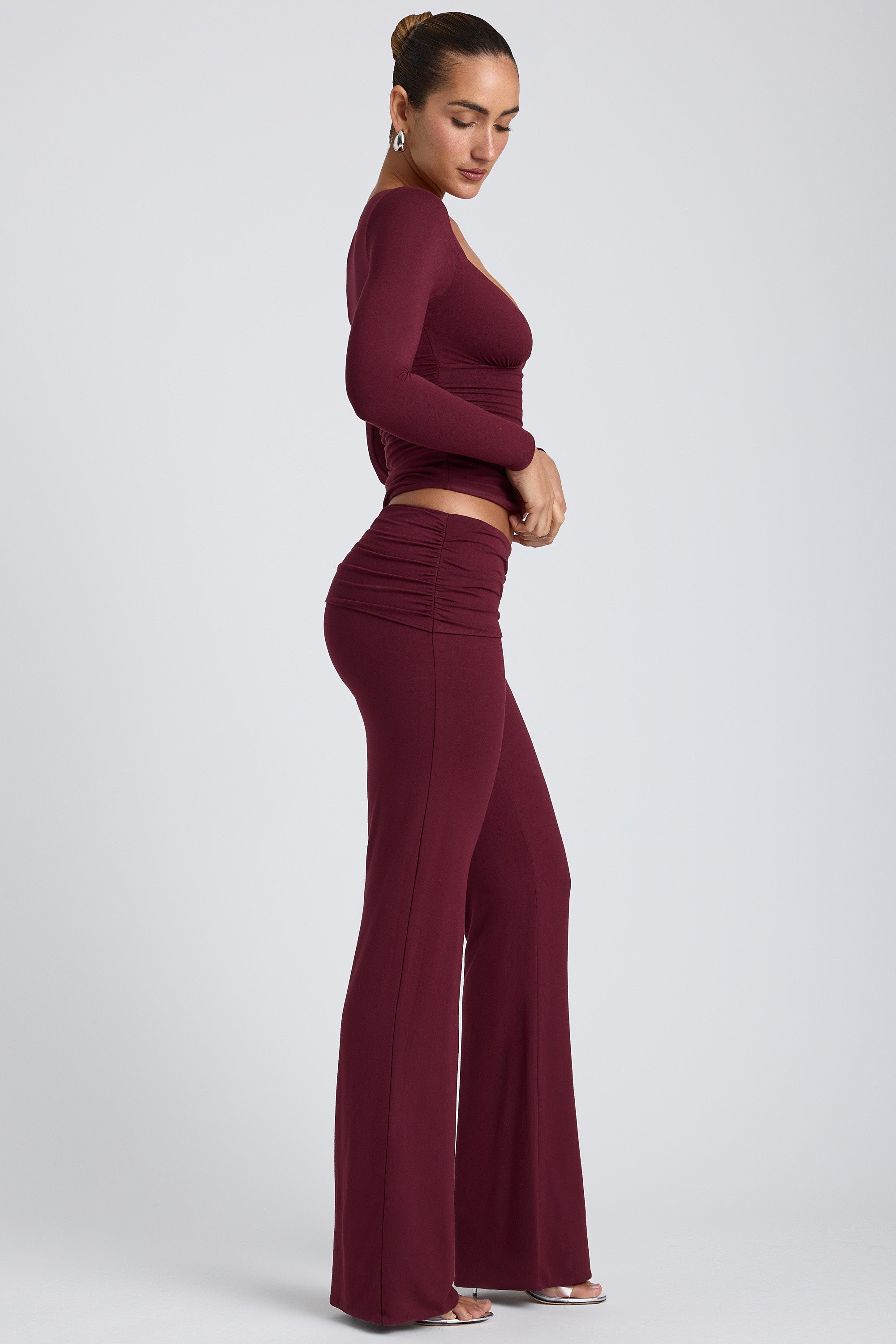 Emry Modal Ruched Long-Sleeve Top in Plum - Image 8