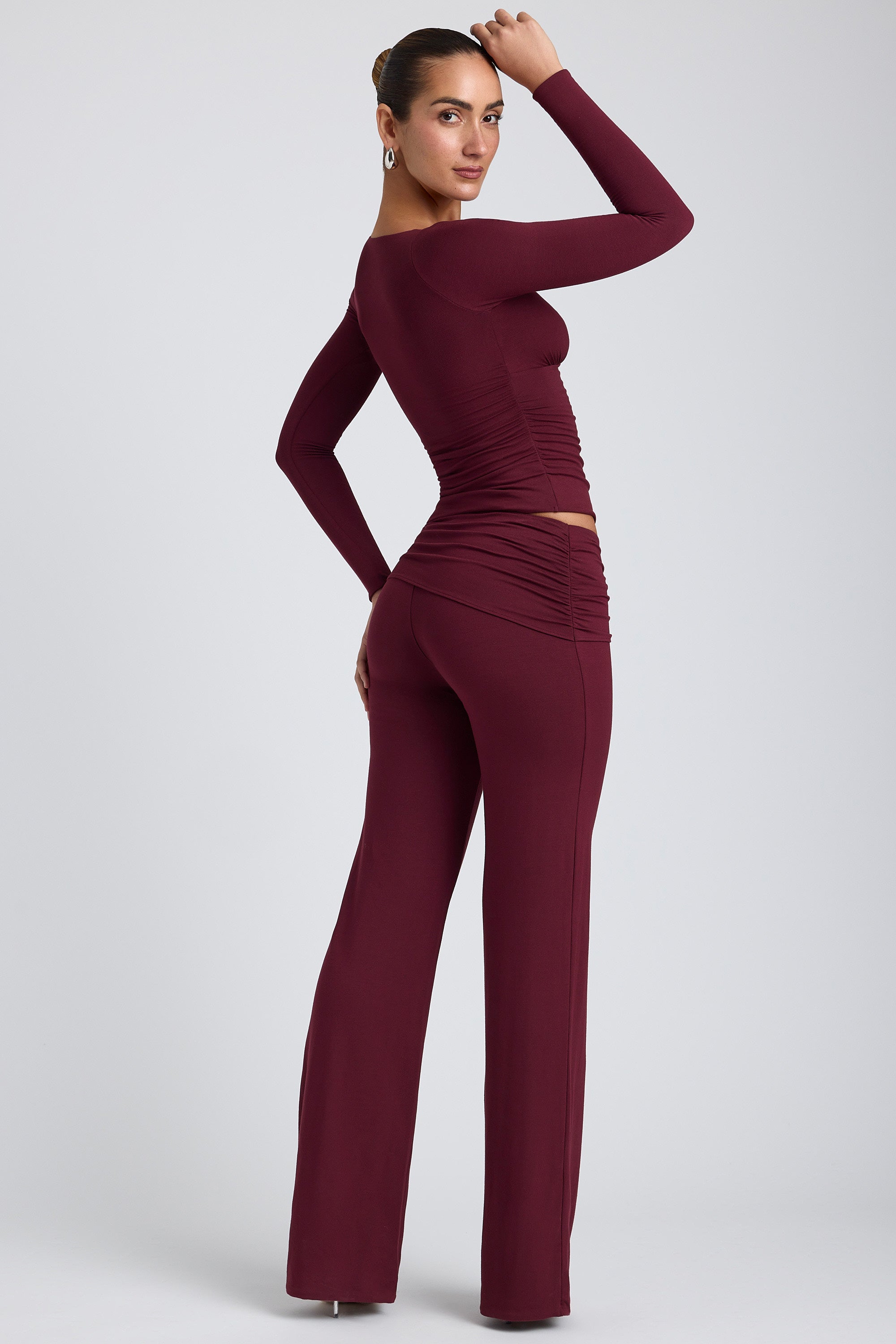 Emry Modal Ruched Long-Sleeve Top in Plum - Image 10