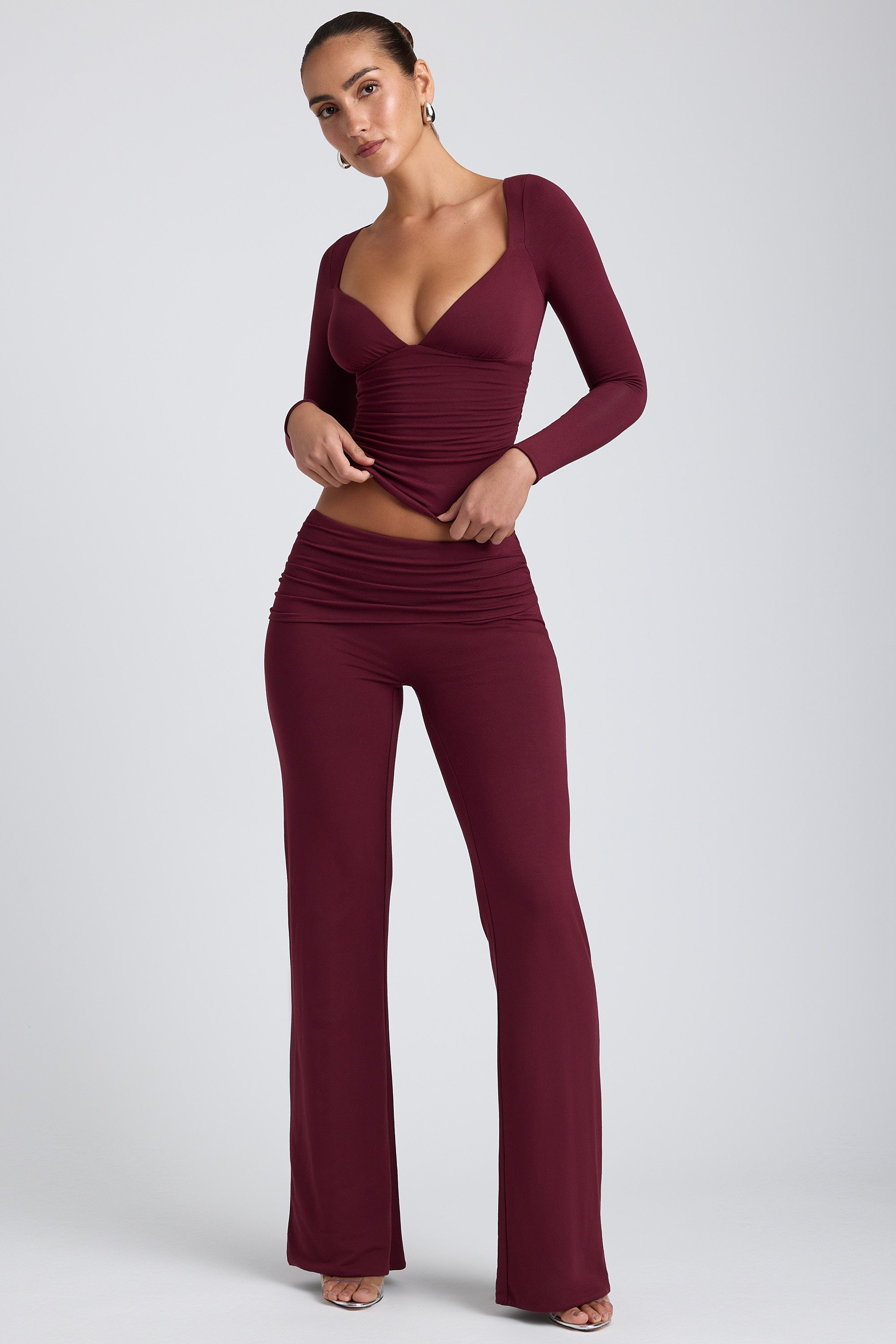 Emry Modal Ruched Long-Sleeve Top in Plum - Image 11