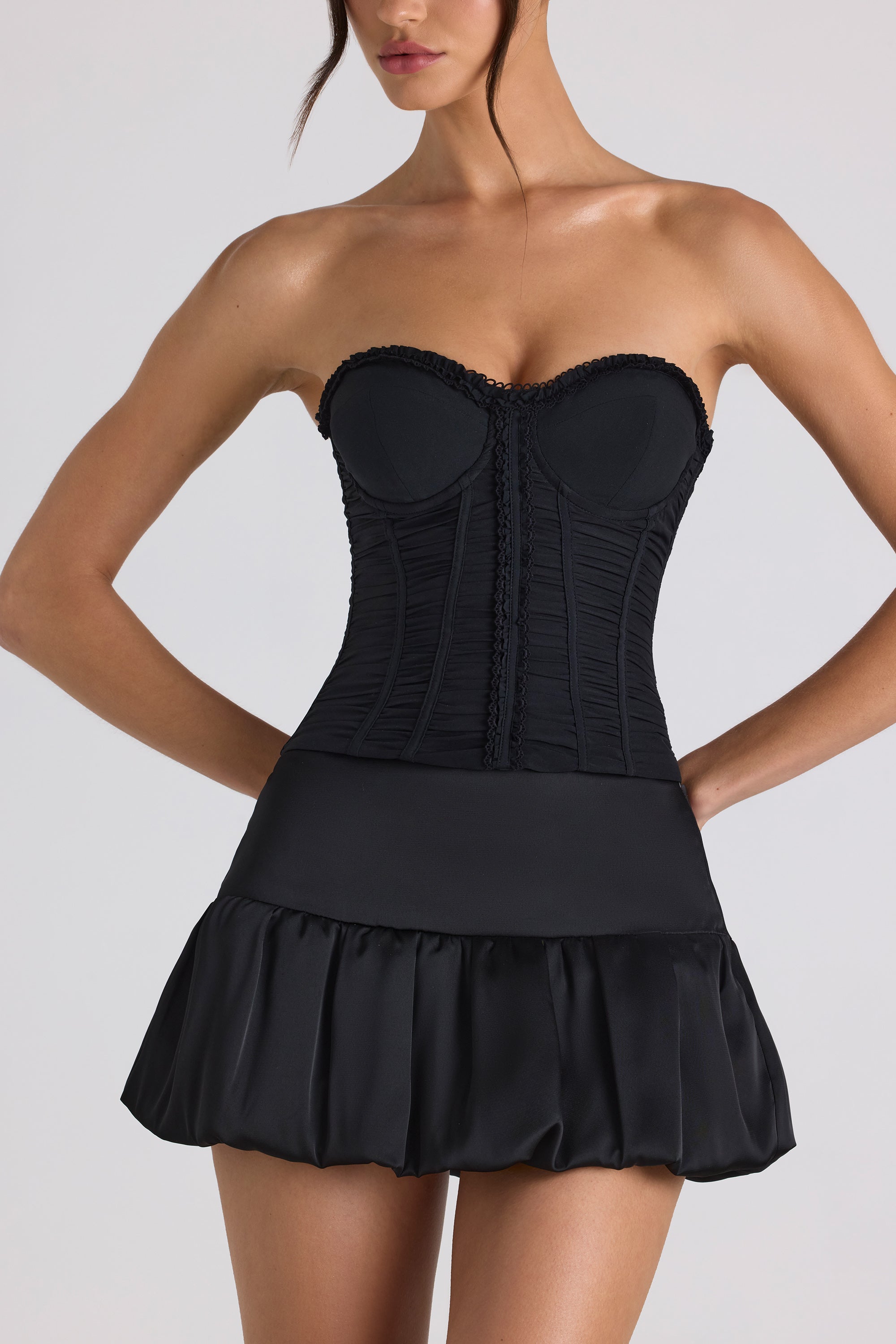 Matiya Bubble Hem Mid-Rise Micro Mini Skirt in Black - Image 4