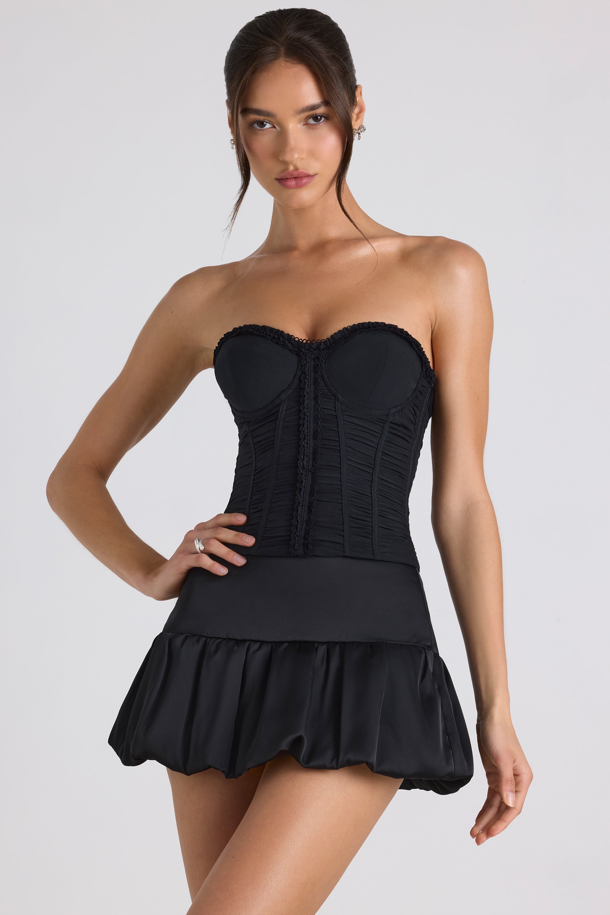 Matiya Bubble Hem Mid-Rise Micro Mini Skirt in Black - Image 6