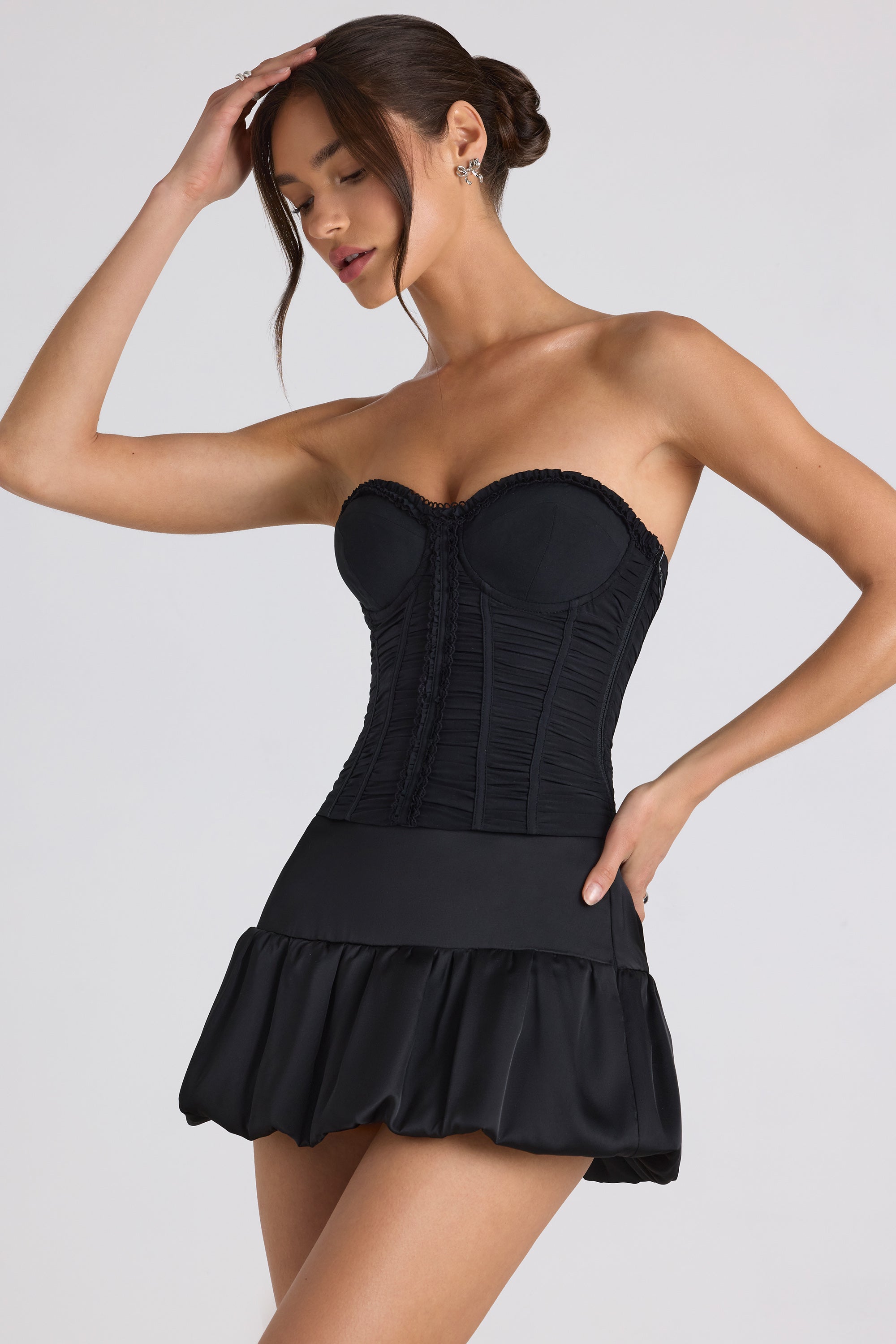 Matiya Bubble Hem Mid-Rise Micro Mini Skirt in Black - Image 7