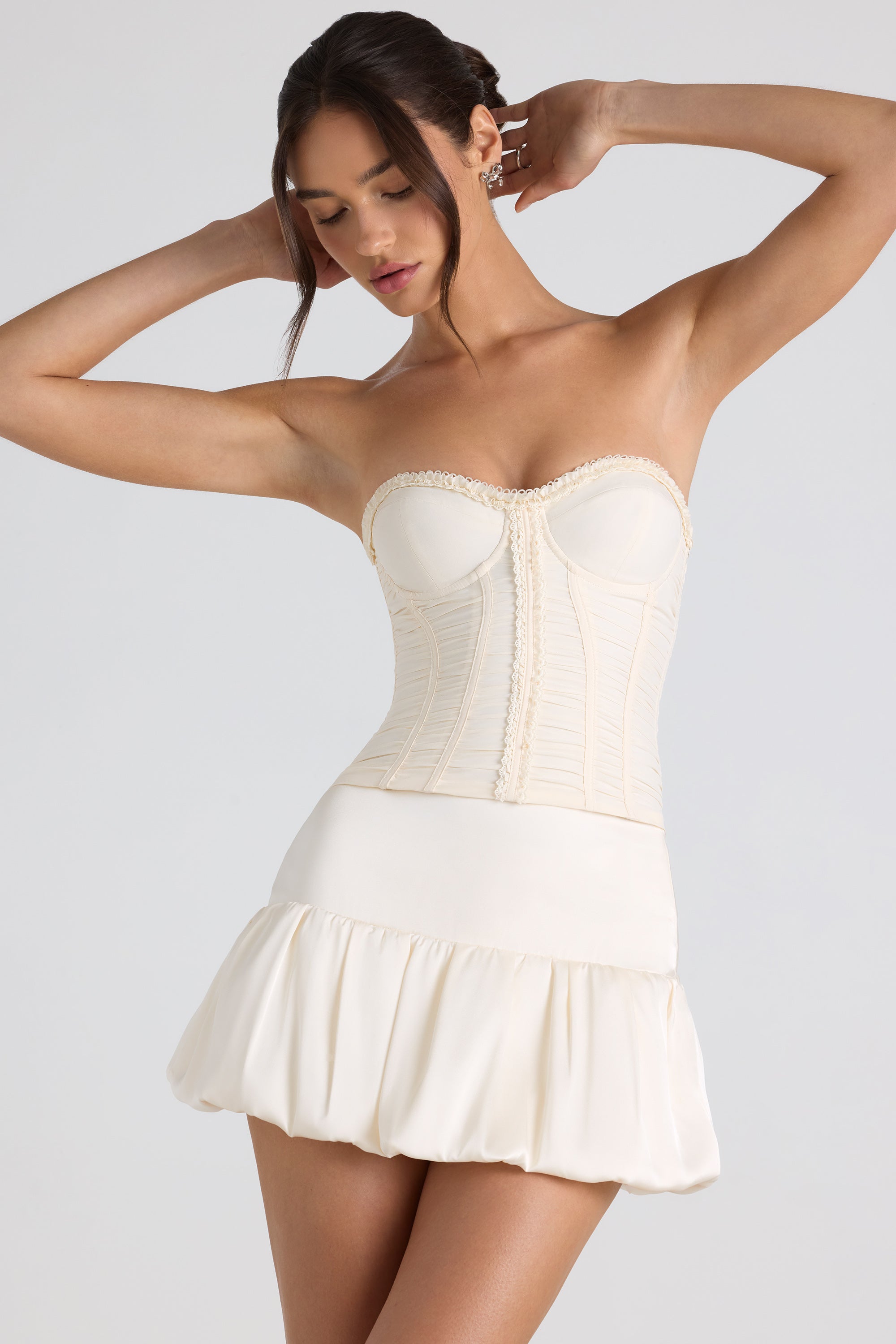 Matiya Bubble Hem Mid-Rise Micro Mini Skirt in Ivory - Image 7