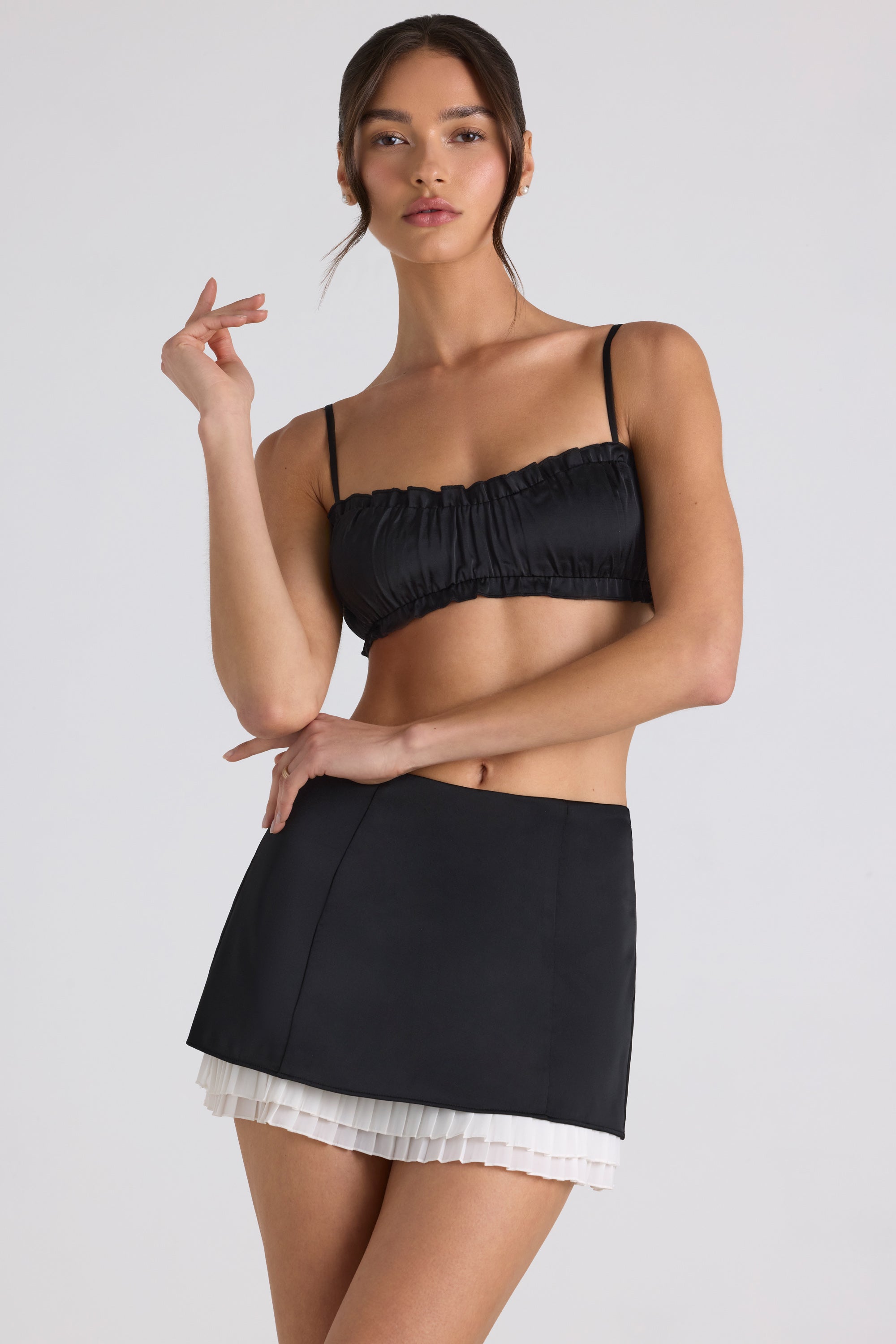 Odella Layered Mid-Rise Mini Skirt in Black - Image 5