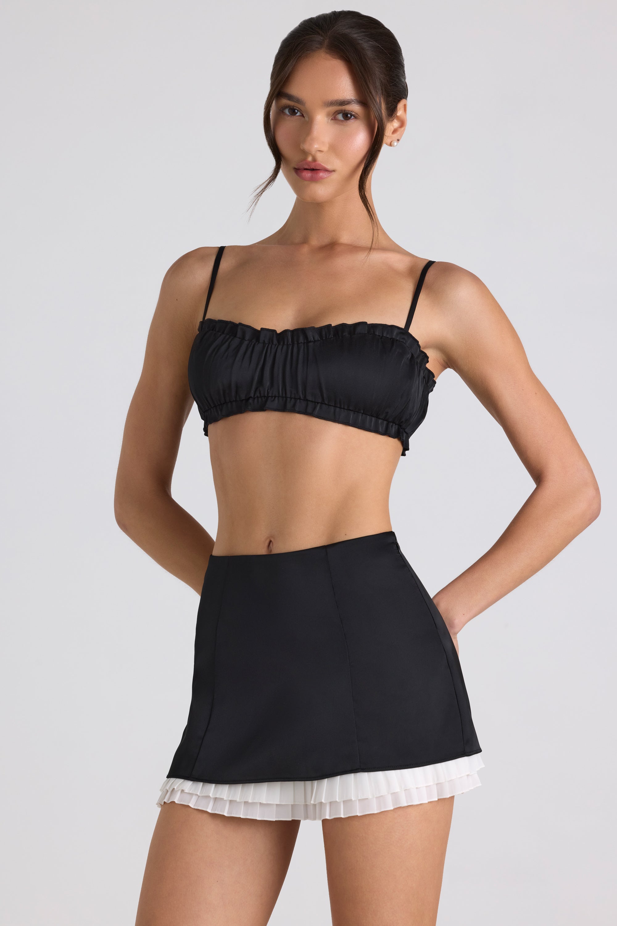 Odella Layered Mid-Rise Mini Skirt in Black - Image 7