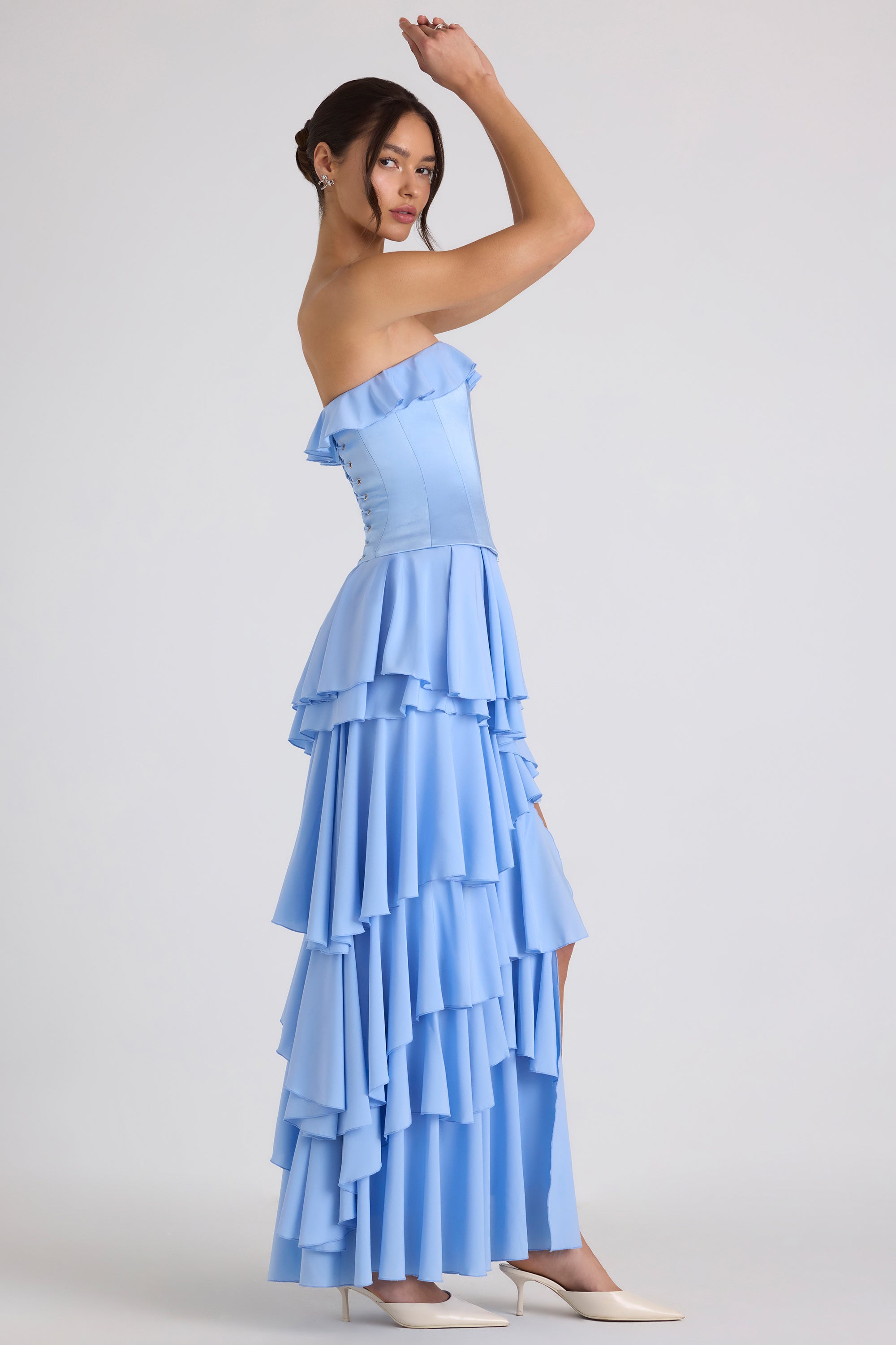 Selene Tiered Corset Gown in Sky Blue - Image 7