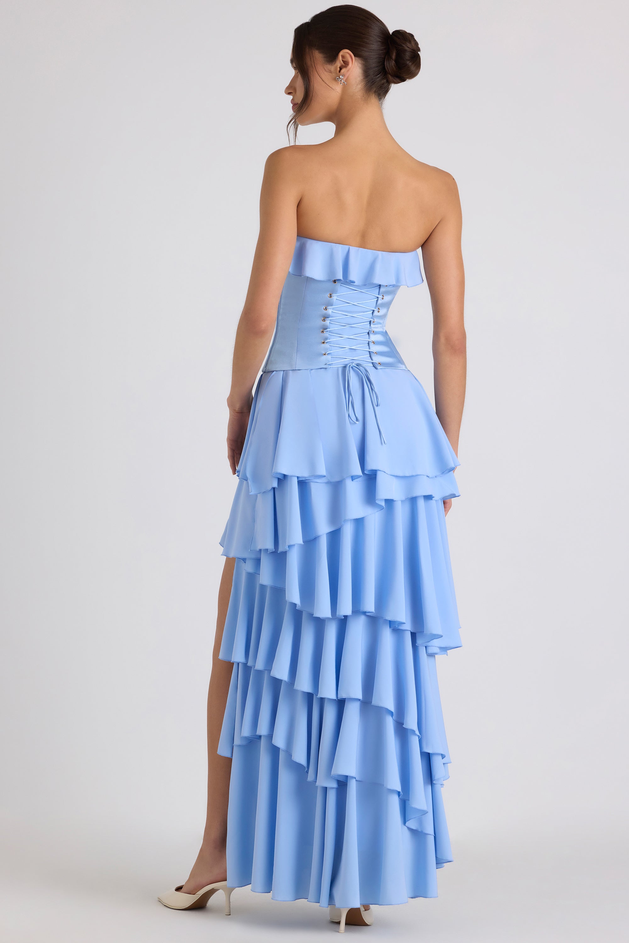 Selene Tiered Corset Gown in Sky Blue - Image 2