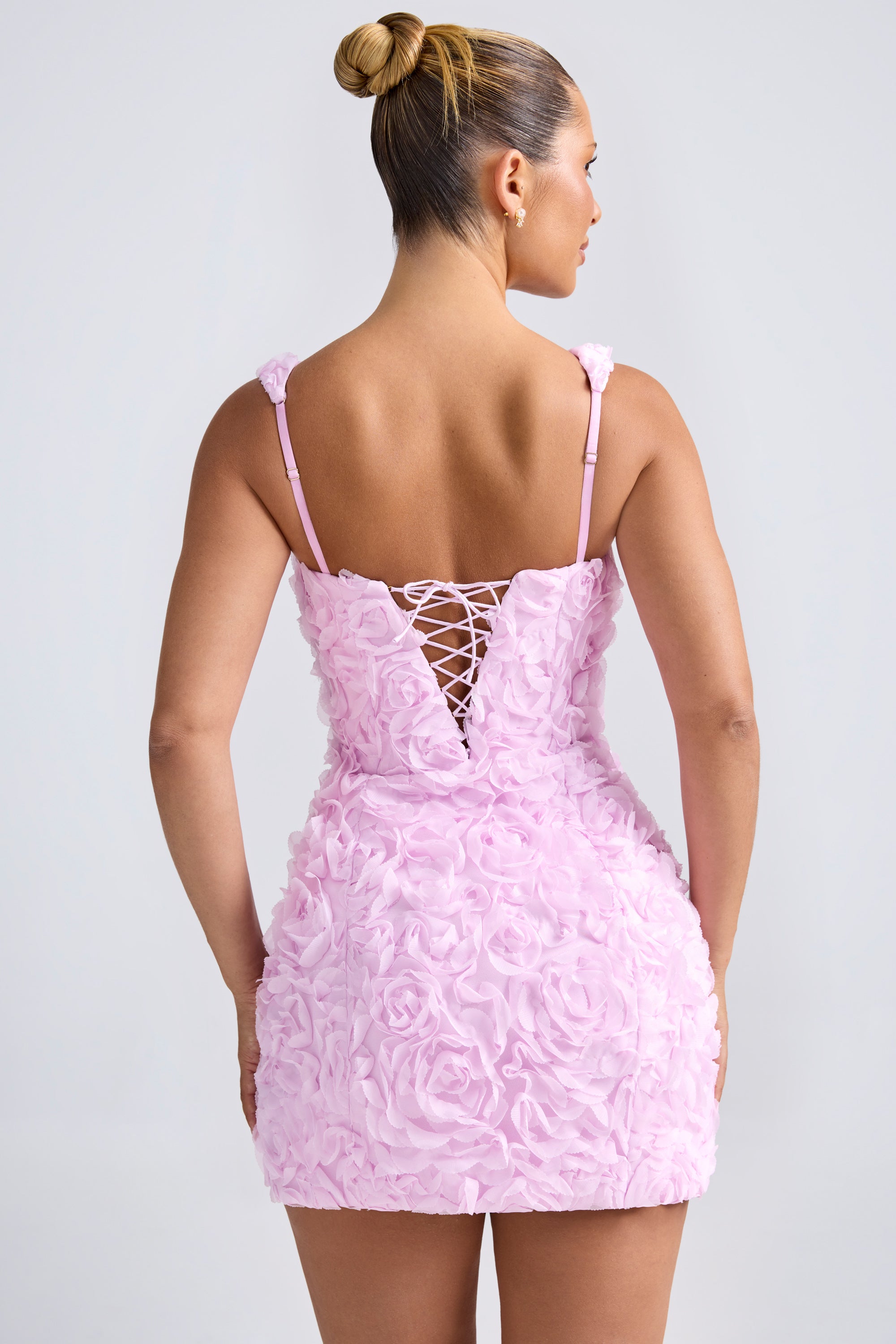 Posy Floral-Appliqu?? Corset Mini Dress in Lilac - Image 2