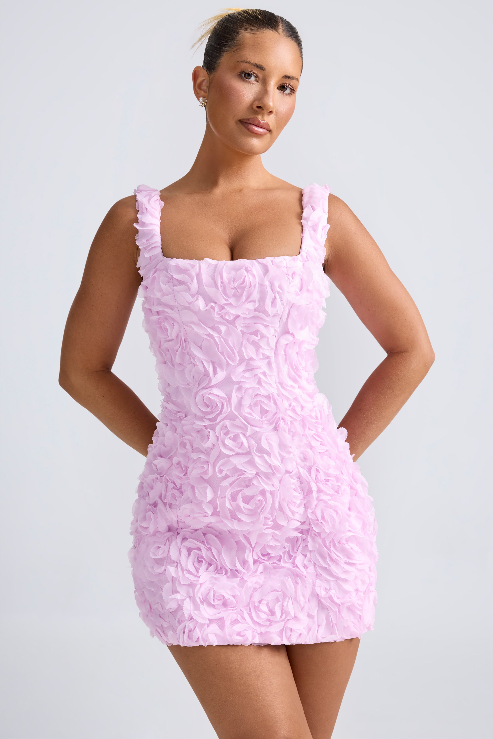Posy Floral-Appliqu?? Corset Mini Dress in Lilac - Image 5