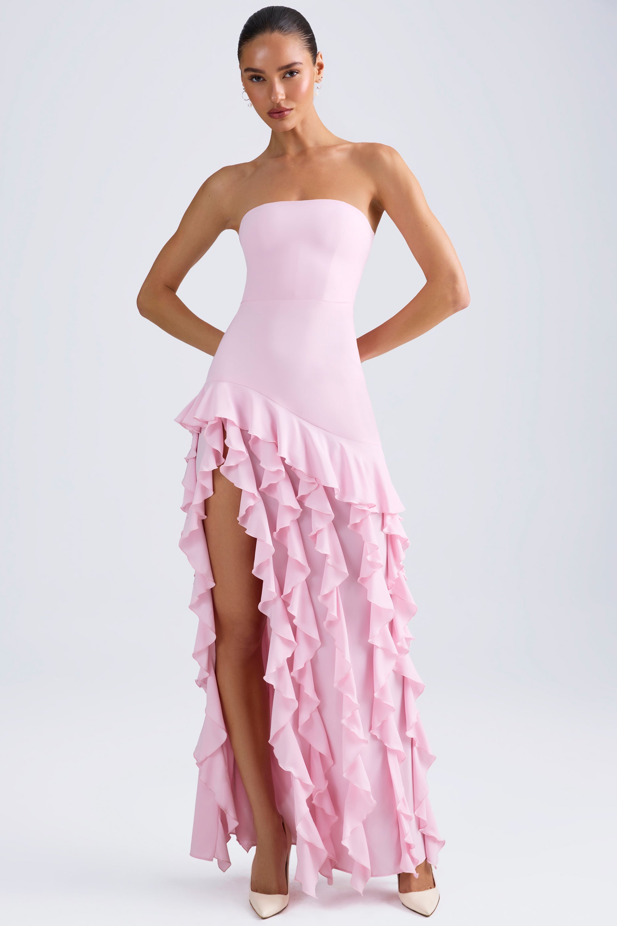 Diletta Ruffle-Trim Strapless Gown in Light Pink - Image 4