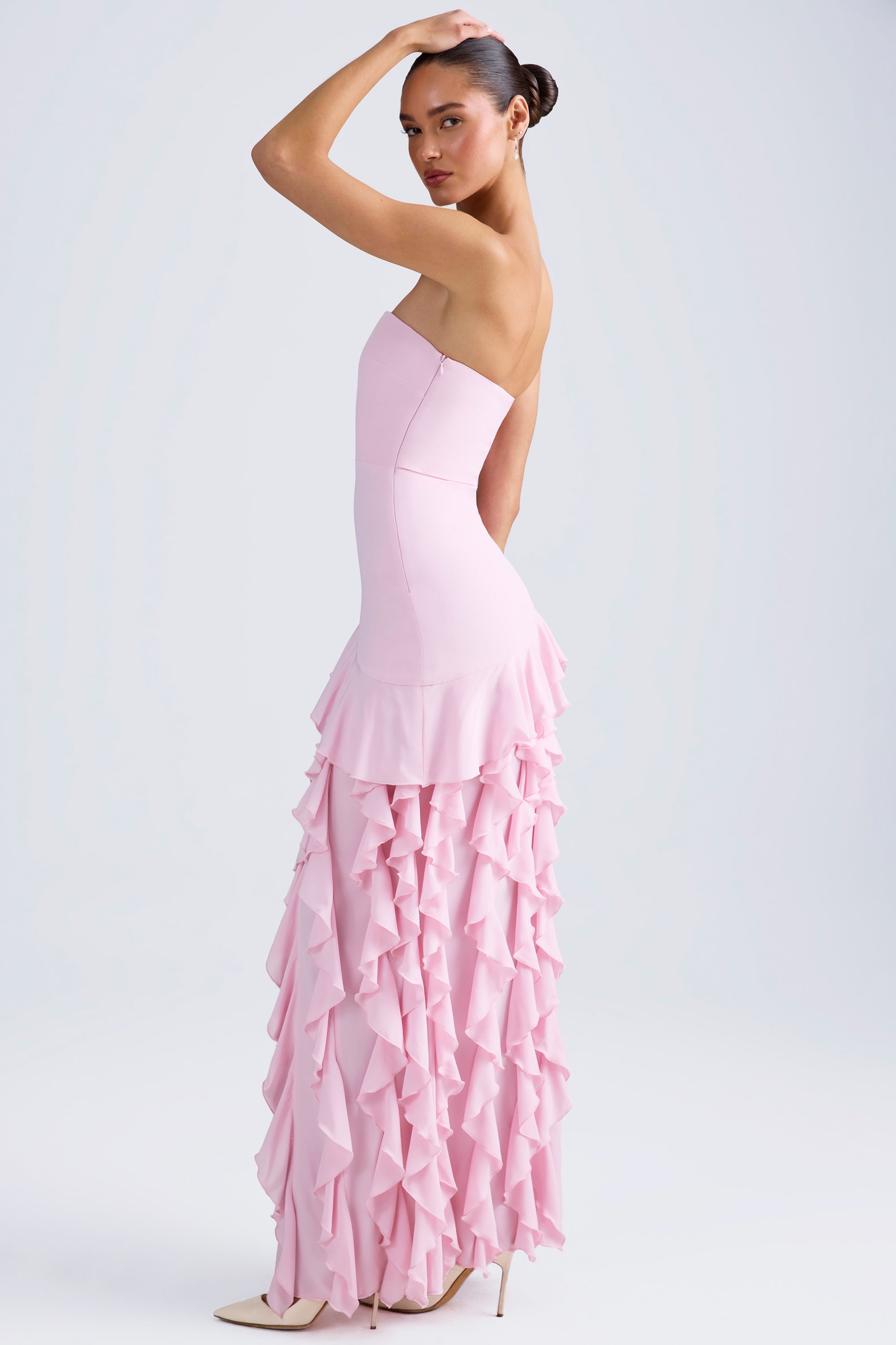 Diletta Ruffle-Trim Strapless Gown in Light Pink - Image 3