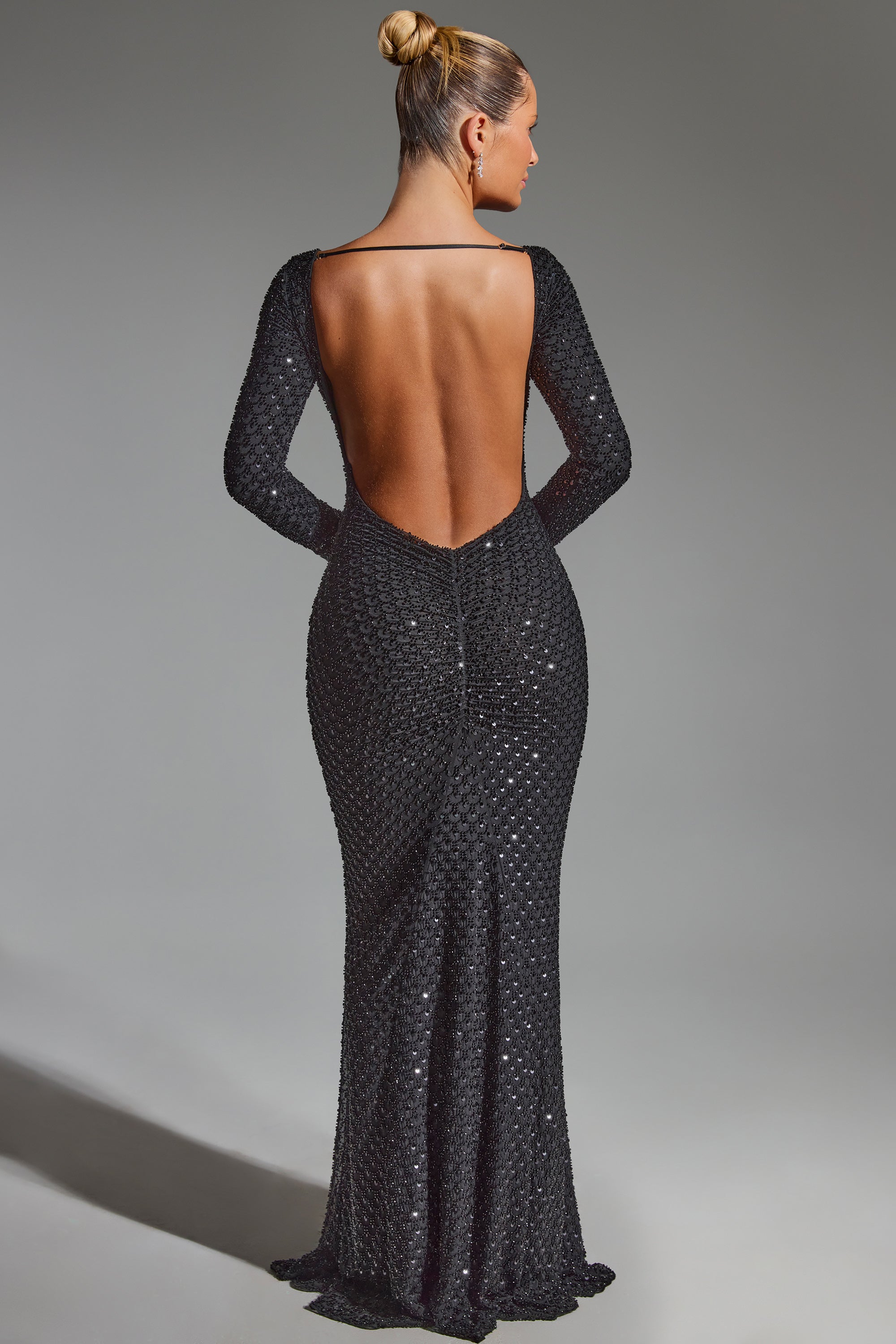 Jailene Embellished Open-Back Gown in Black - Image 7