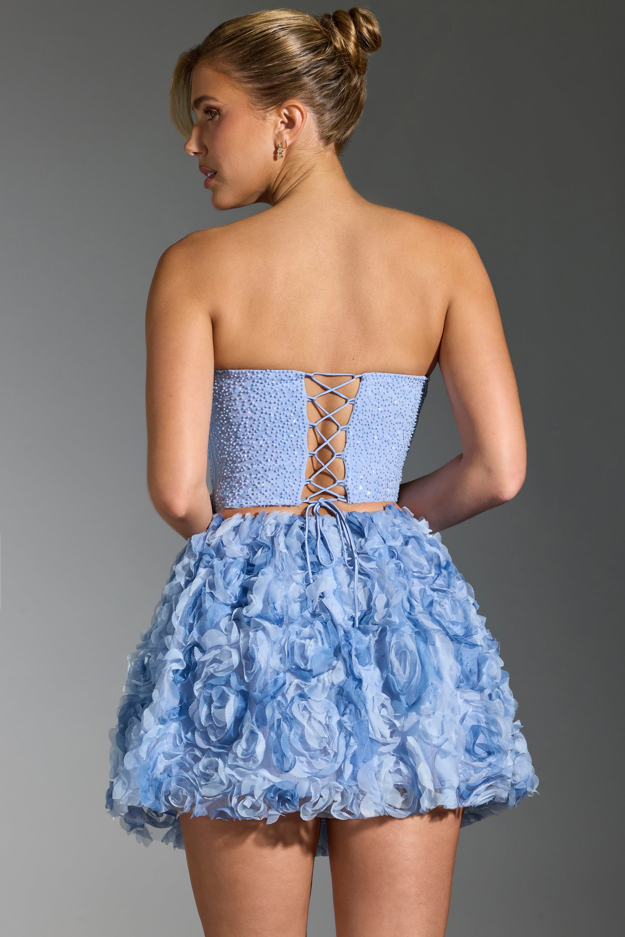 Frida Embellished Corset Top in Blue - Image 2