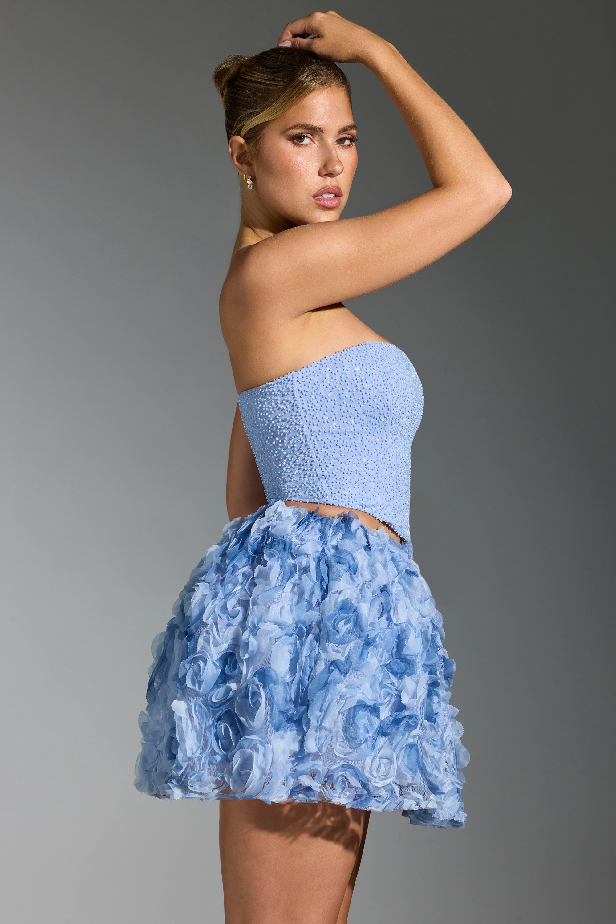Frida Embellished Corset Top in Blue - Image 3