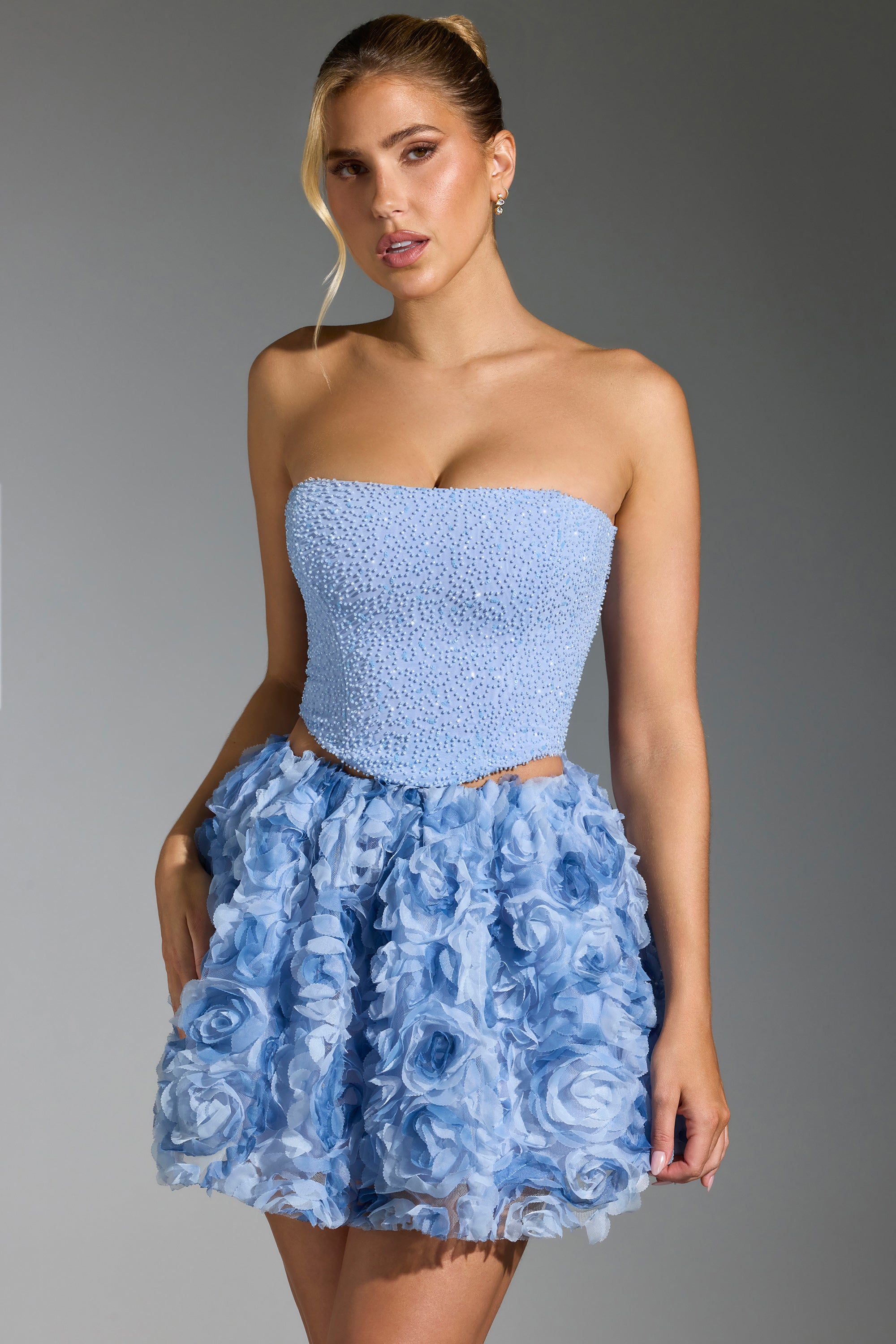Frida Embellished Corset Top in Blue - Image 4