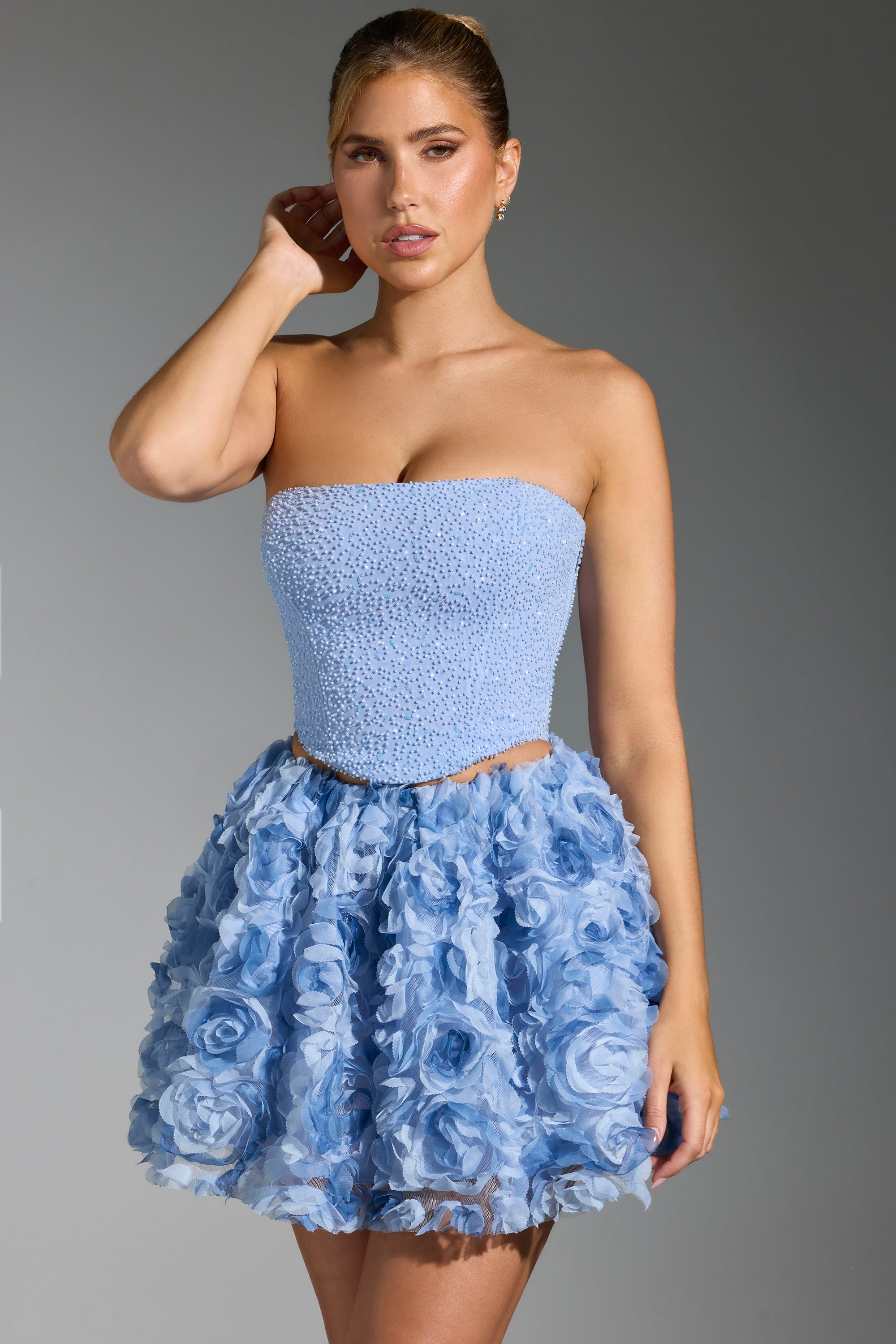 Frida Embellished Corset Top in Blue - Image 6