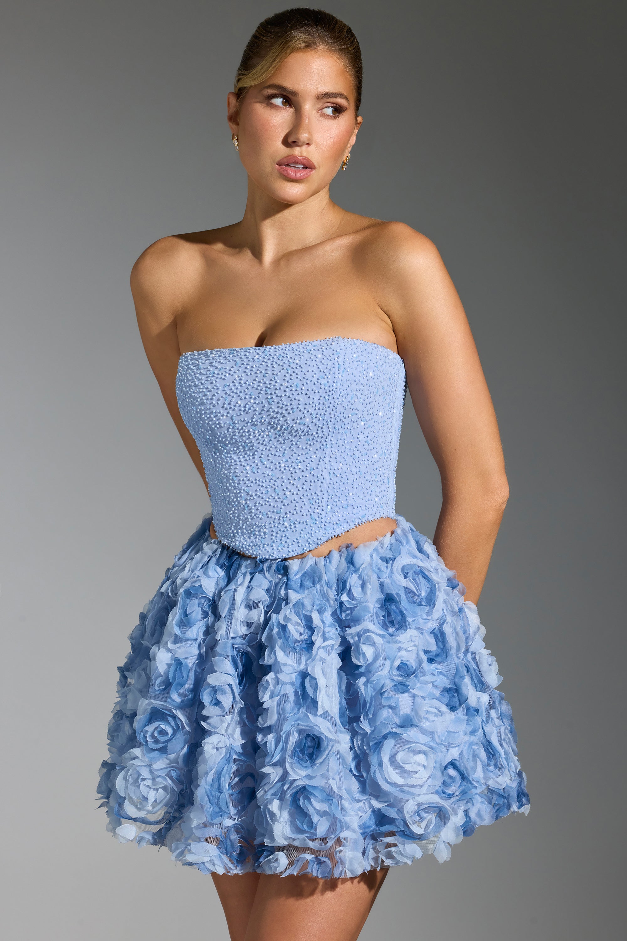 Frida Embellished Corset Top in Blue - Image 7