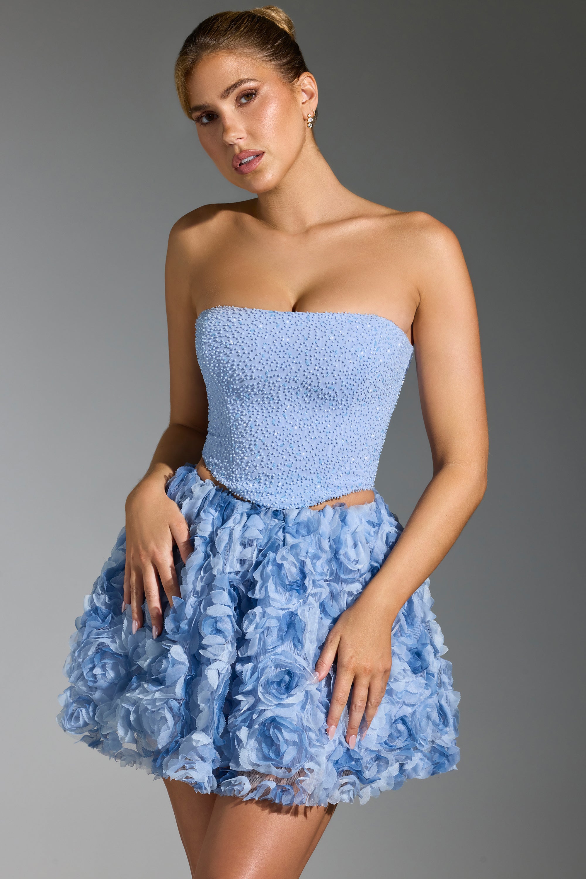 Frida Embellished Corset Top in Blue - Image 8