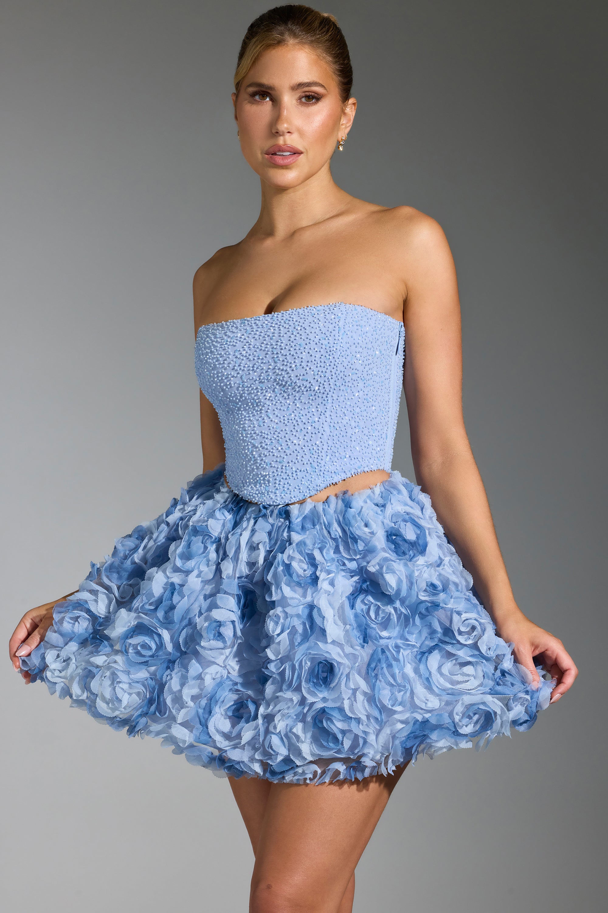 Frida Embellished Corset Top in Blue - Image 9
