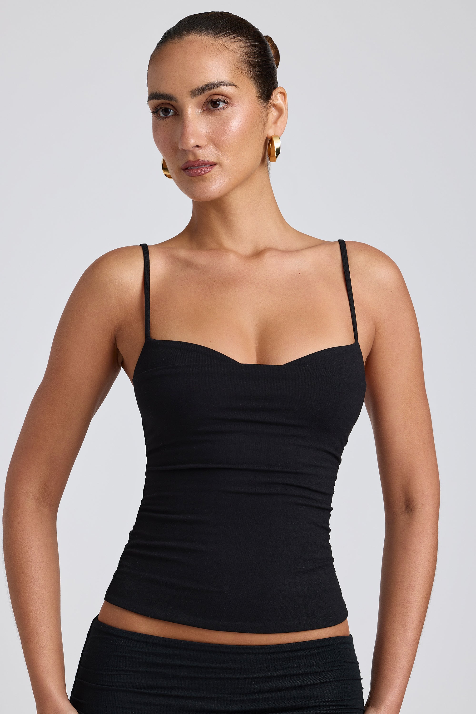 Esme Ruched Layered Tank Top in Black - Image 6