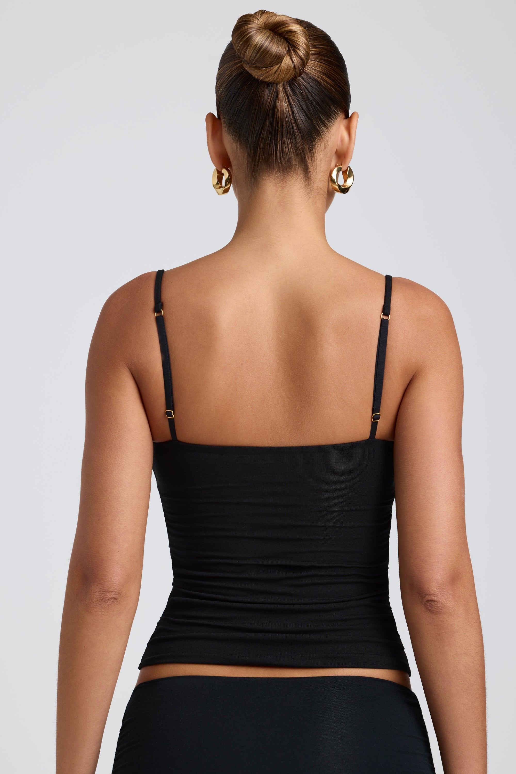 Esme Ruched Layered Tank Top in Black - Image 2