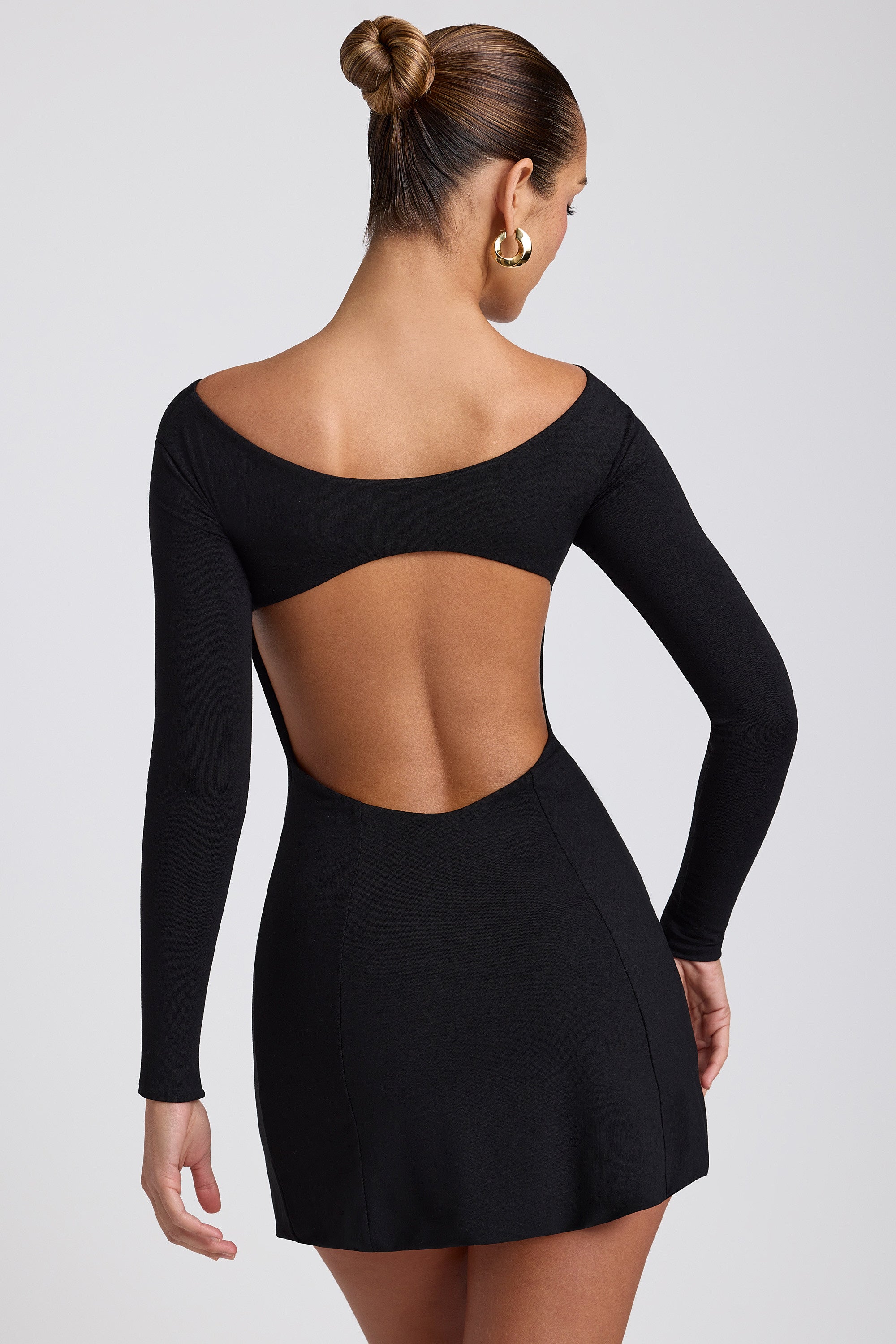 Sarla Twist-Front Long-Sleeve Mini Dress in Black - Image 2