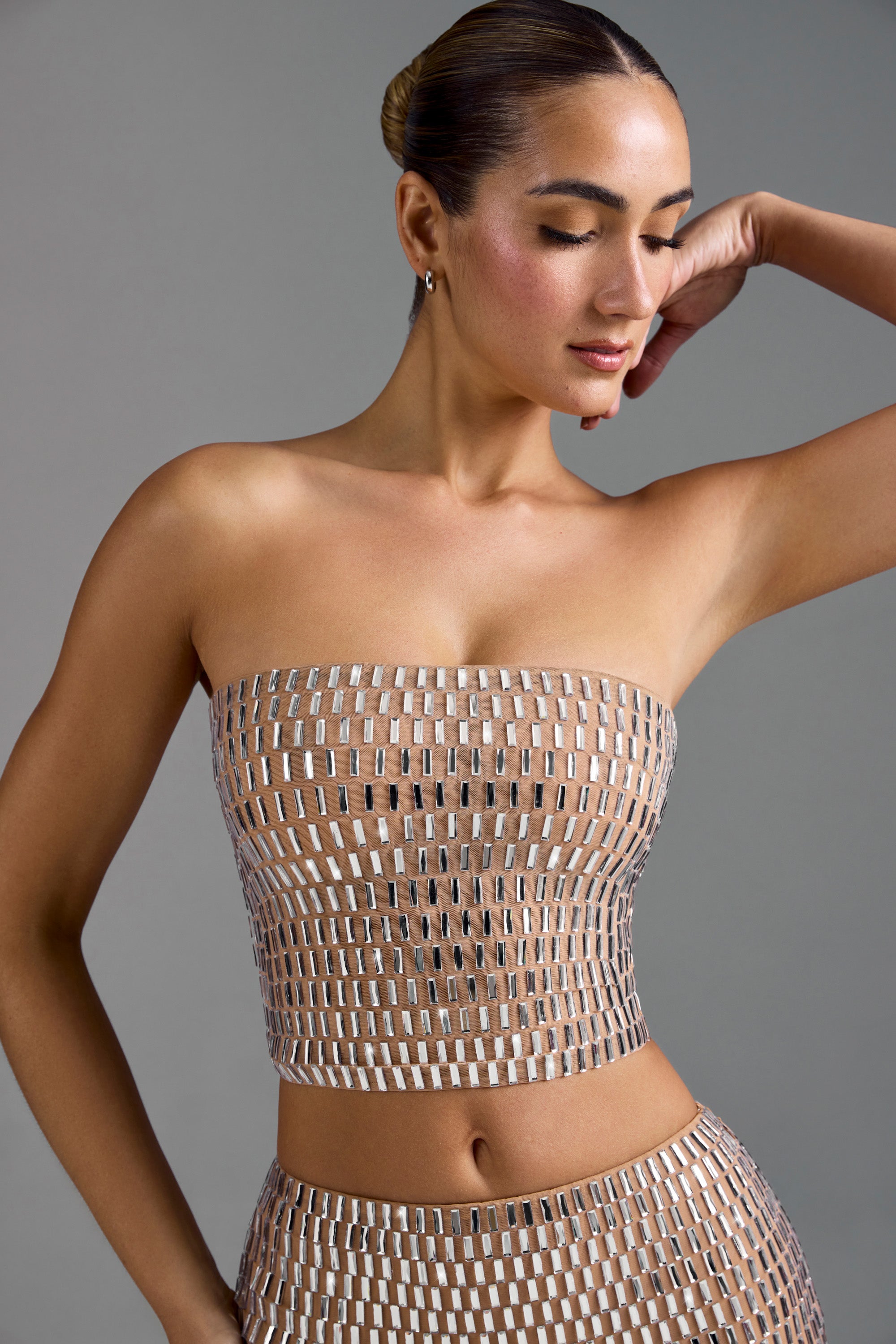 Charnelle Embellished Bandeau Top in Almond - Image 7