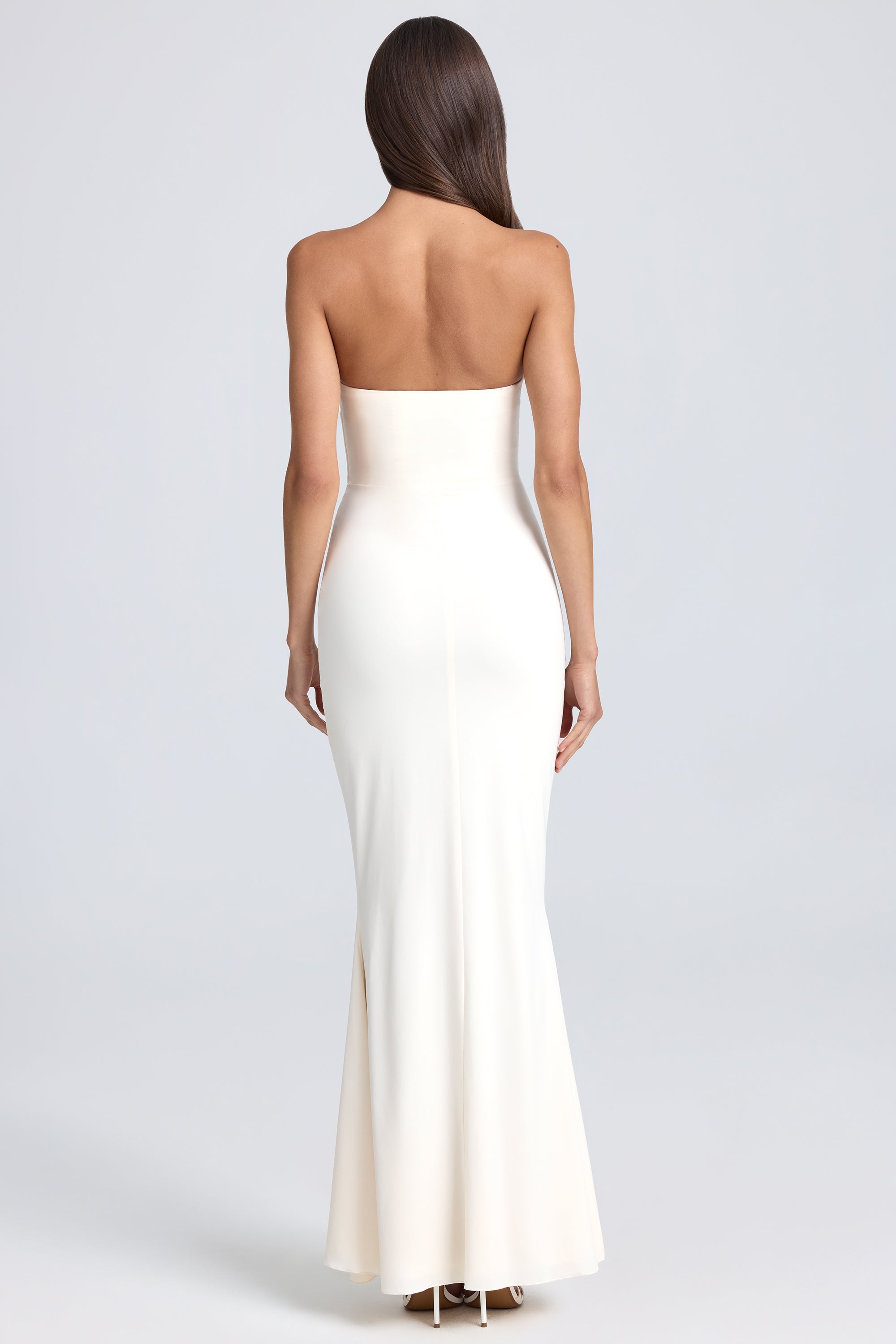 Bandeau Ruffle-Trim Corset Gown in Ivory - Image 2