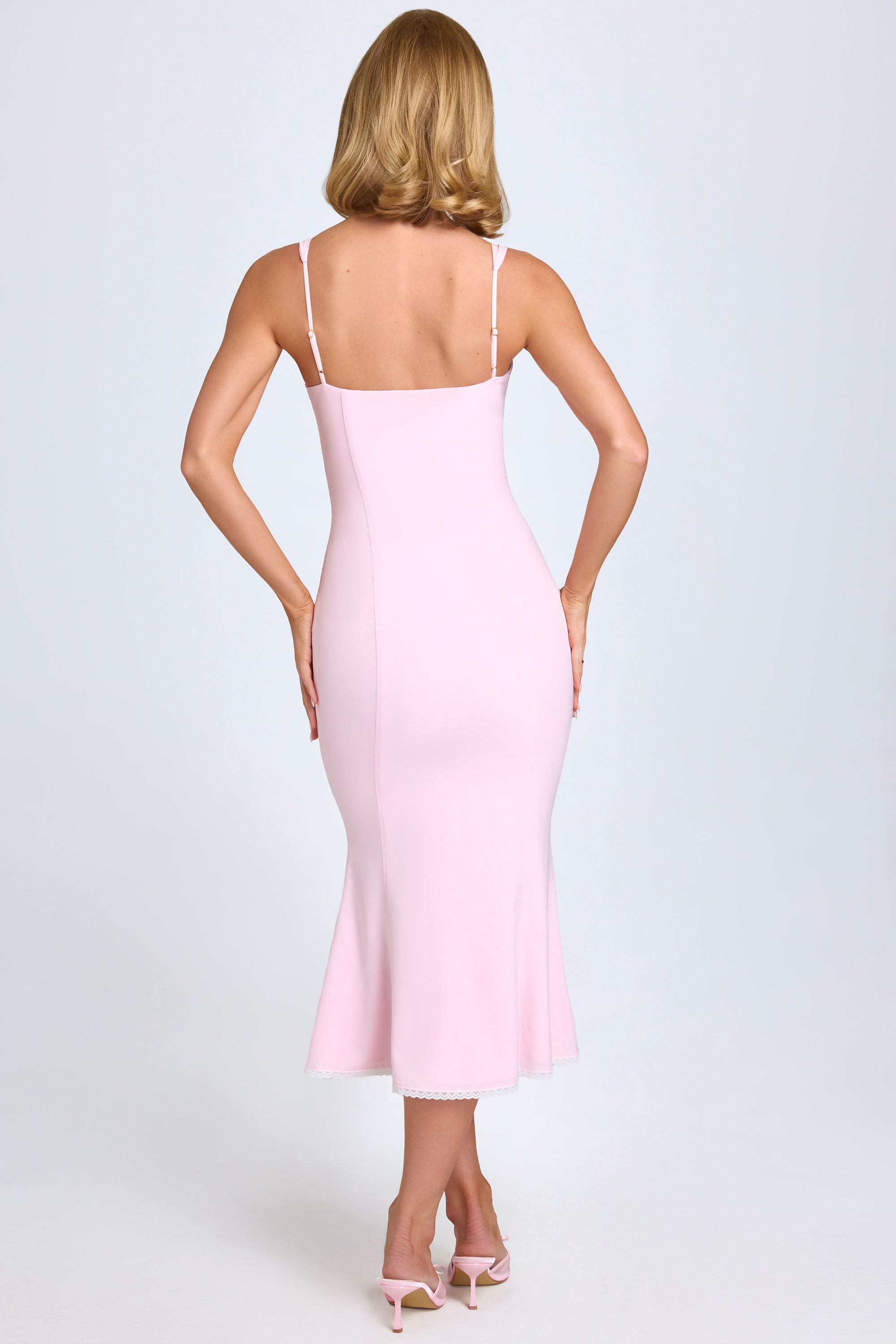 Petula Lace-Trim Midaxi Dress in Blush - Image 2