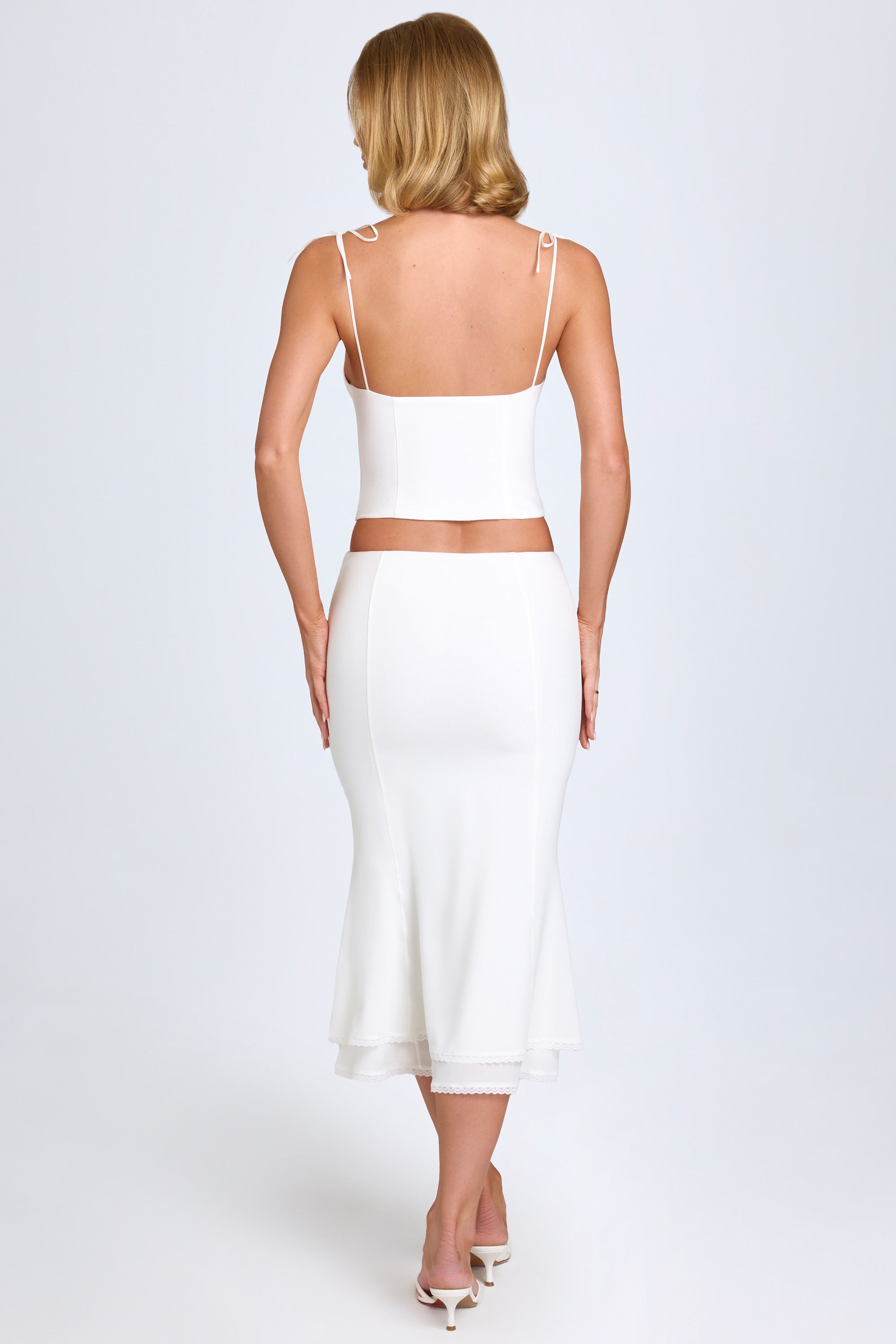 Lupita Lace-Trim Mid-Rise Midaxi Skirt in White - Image 2