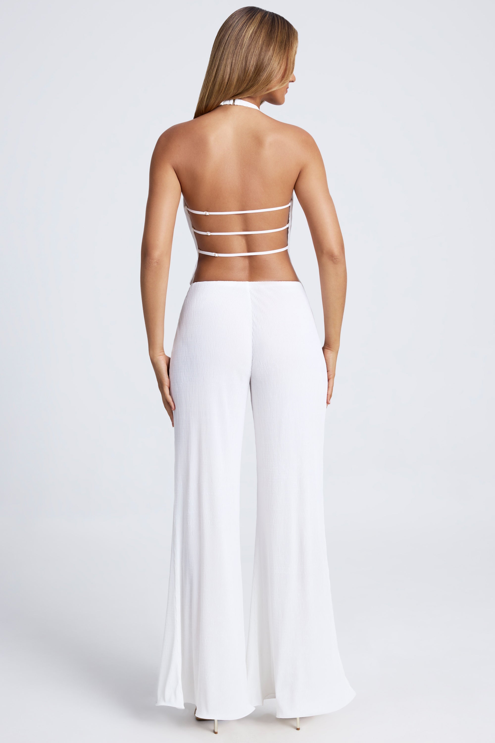 Capri High-Waist Wide-Leg Trousers in White - Image 2