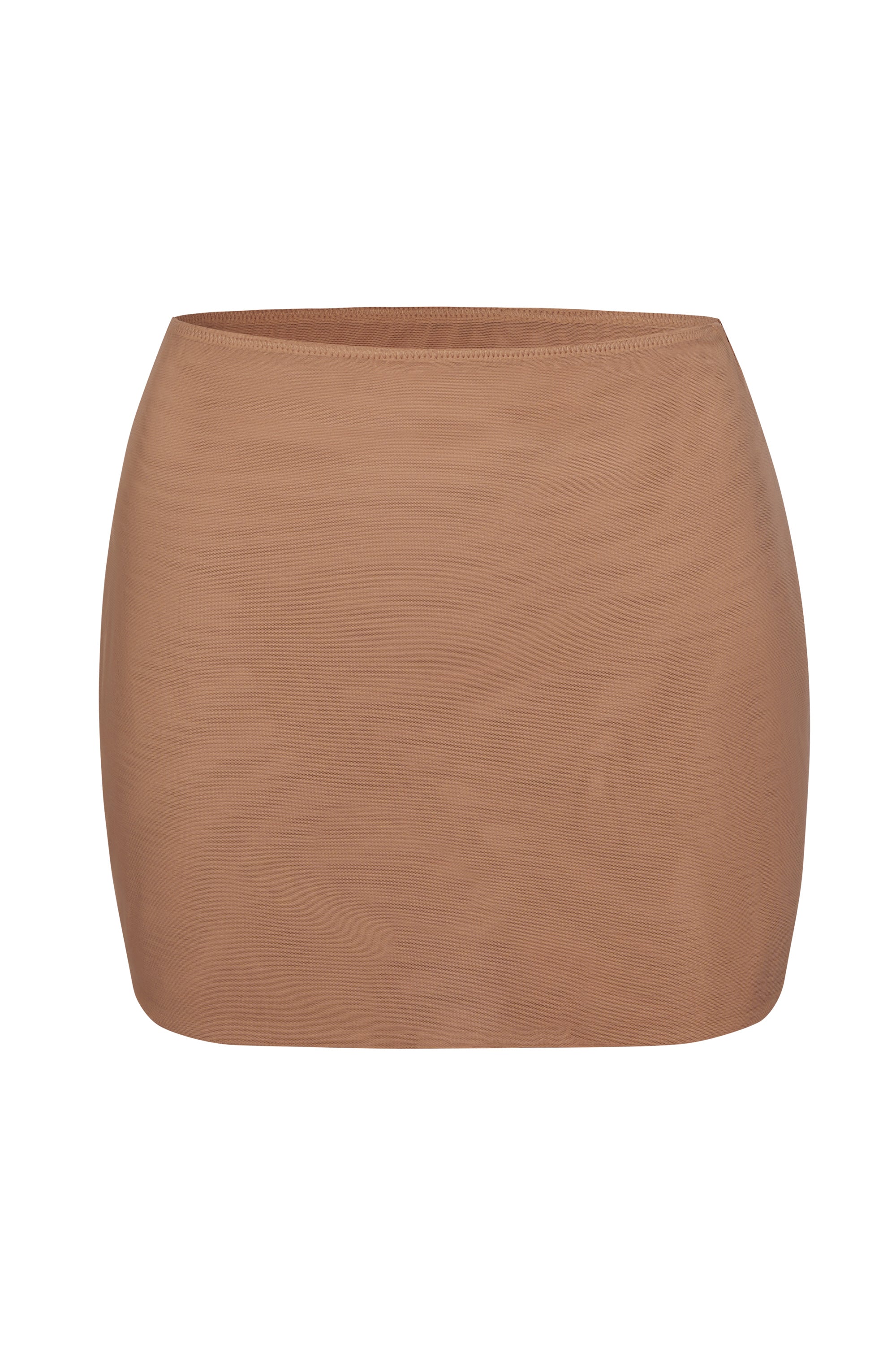 Intimates Soft Mesh Low-Rise Micro Mini Slip Skirt in Honey